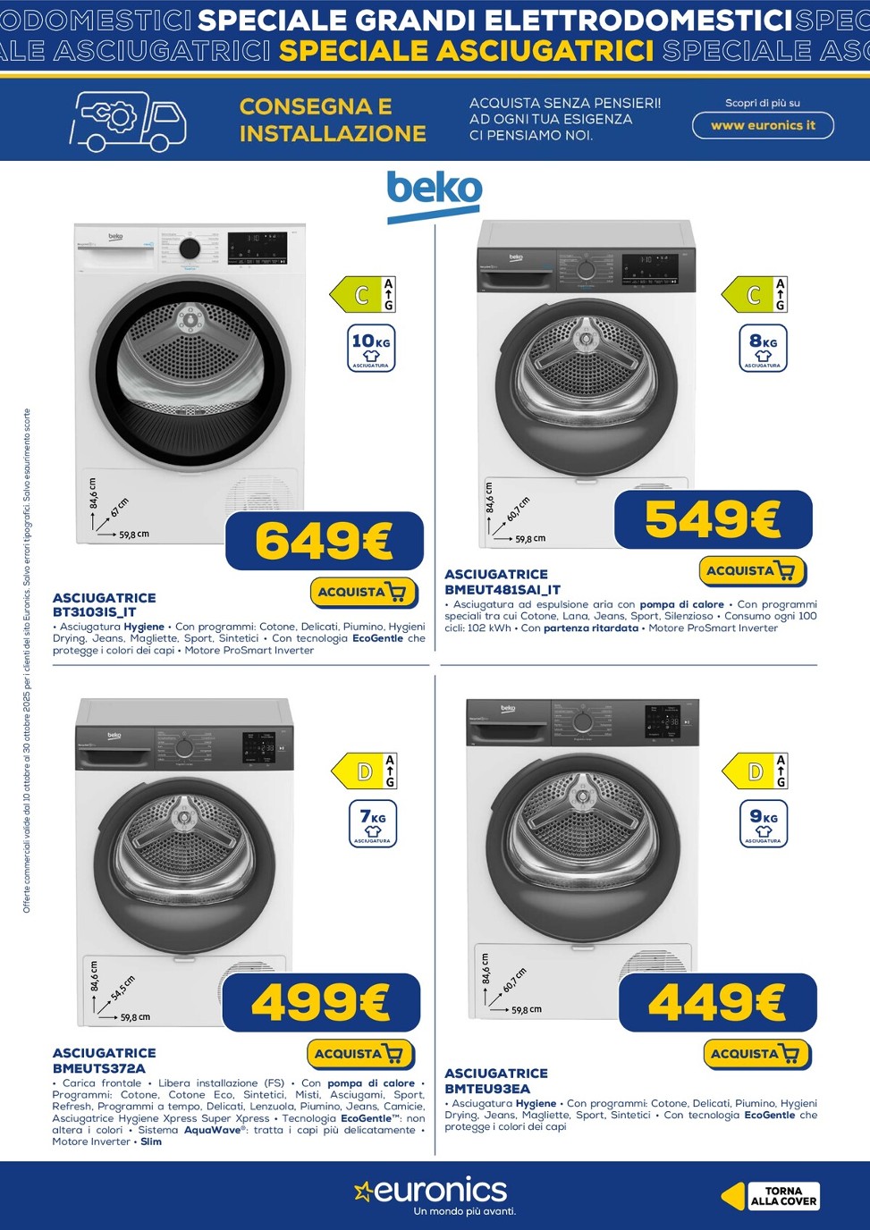 euronics - Volantino Euronics - Speciale Asciugatrici valido dal 10/10 al 30/10 - page: 7