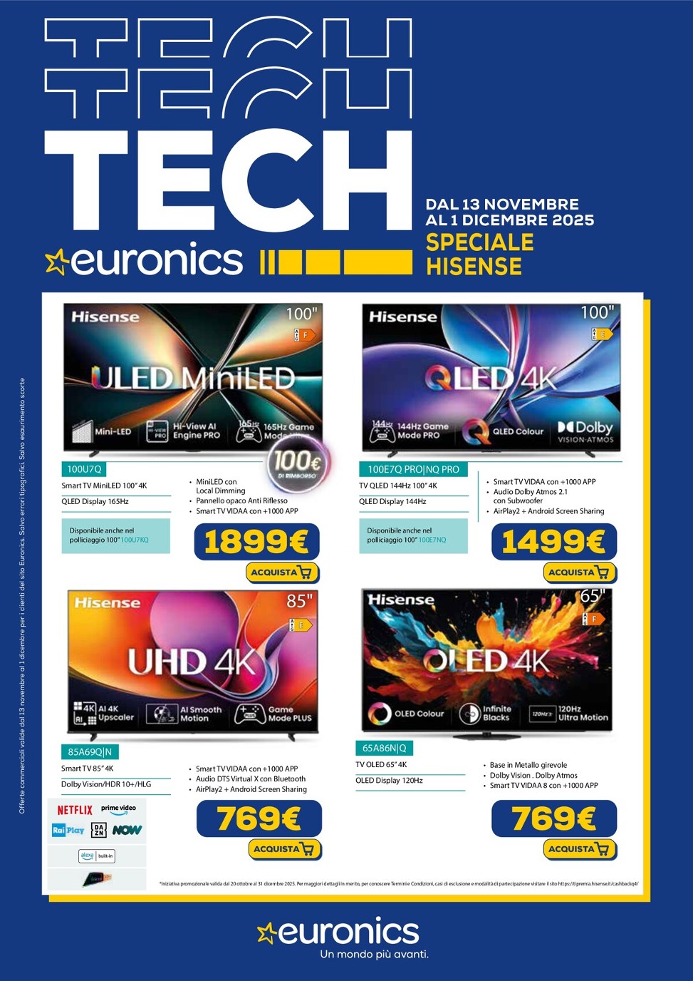 euronics - Volantino Euronics - Speciale Hisense valido dal 13/11 al 01/12