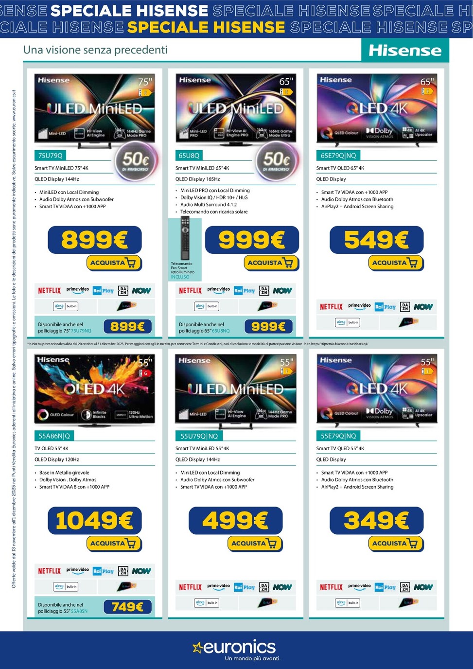 euronics - Volantino Euronics - Speciale Hisense valido dal 13/11 al 01/12 - page: 3