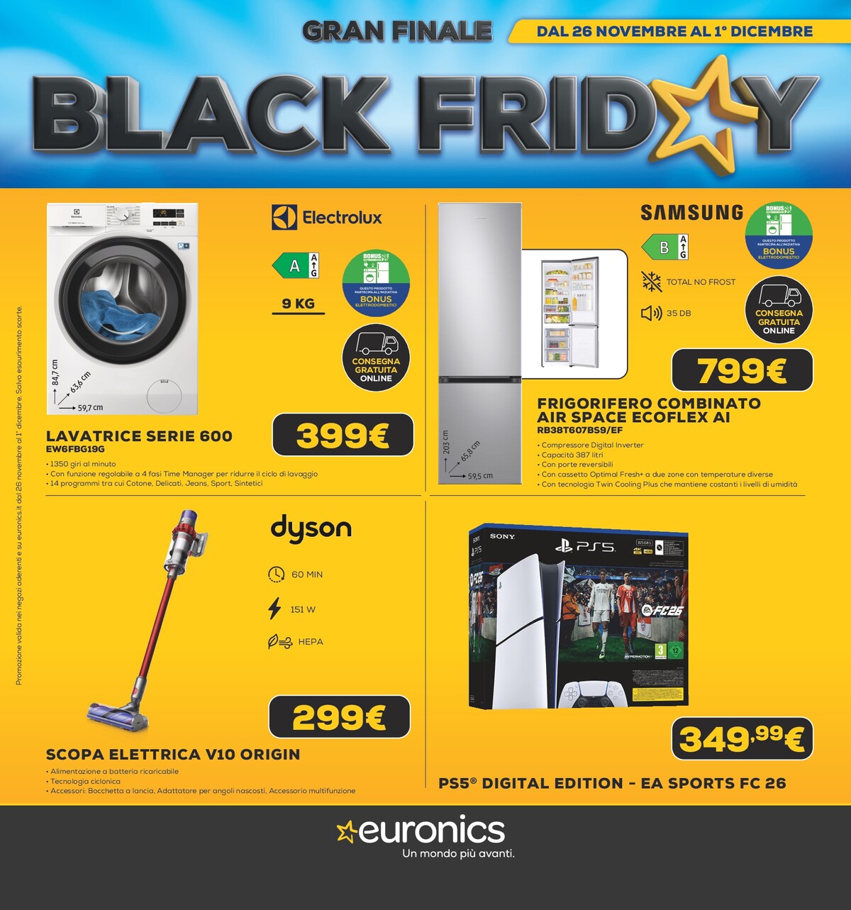 euronics - Volantino Euronics - Black Friday Gran Finale valido dal 26/11 al 01/12 - page: 1