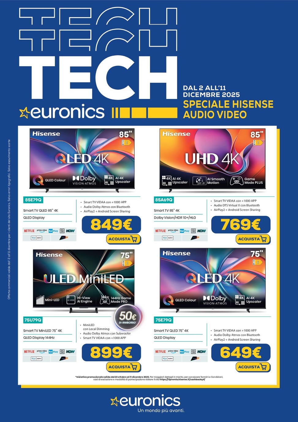 euronics - Volantino Euronics - Speciale Hisense valido dal 02/12 al 11/12