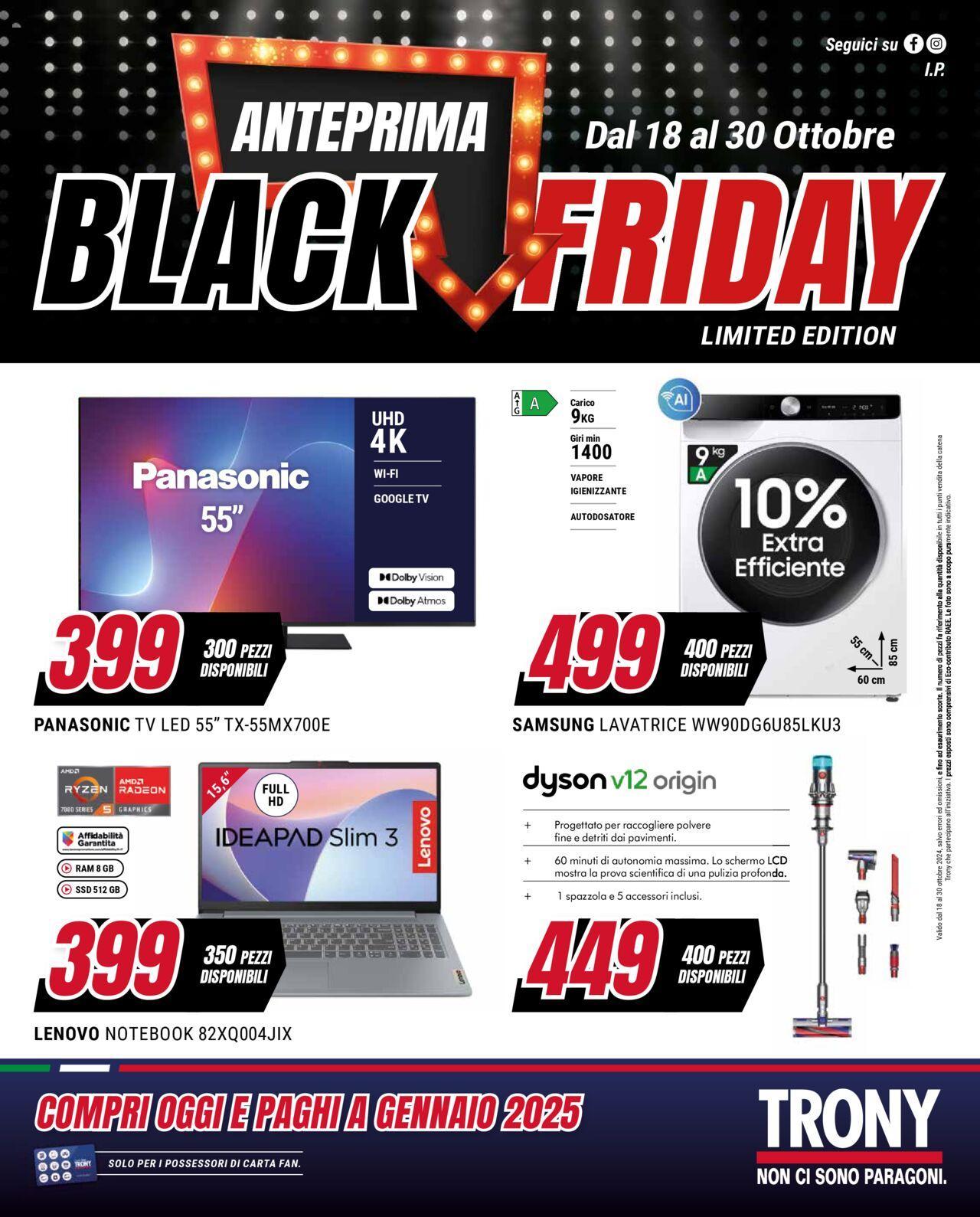 trony - Trony BLACK FRIDAY 2024 volantino 18/10/2024 - 30/10/2024