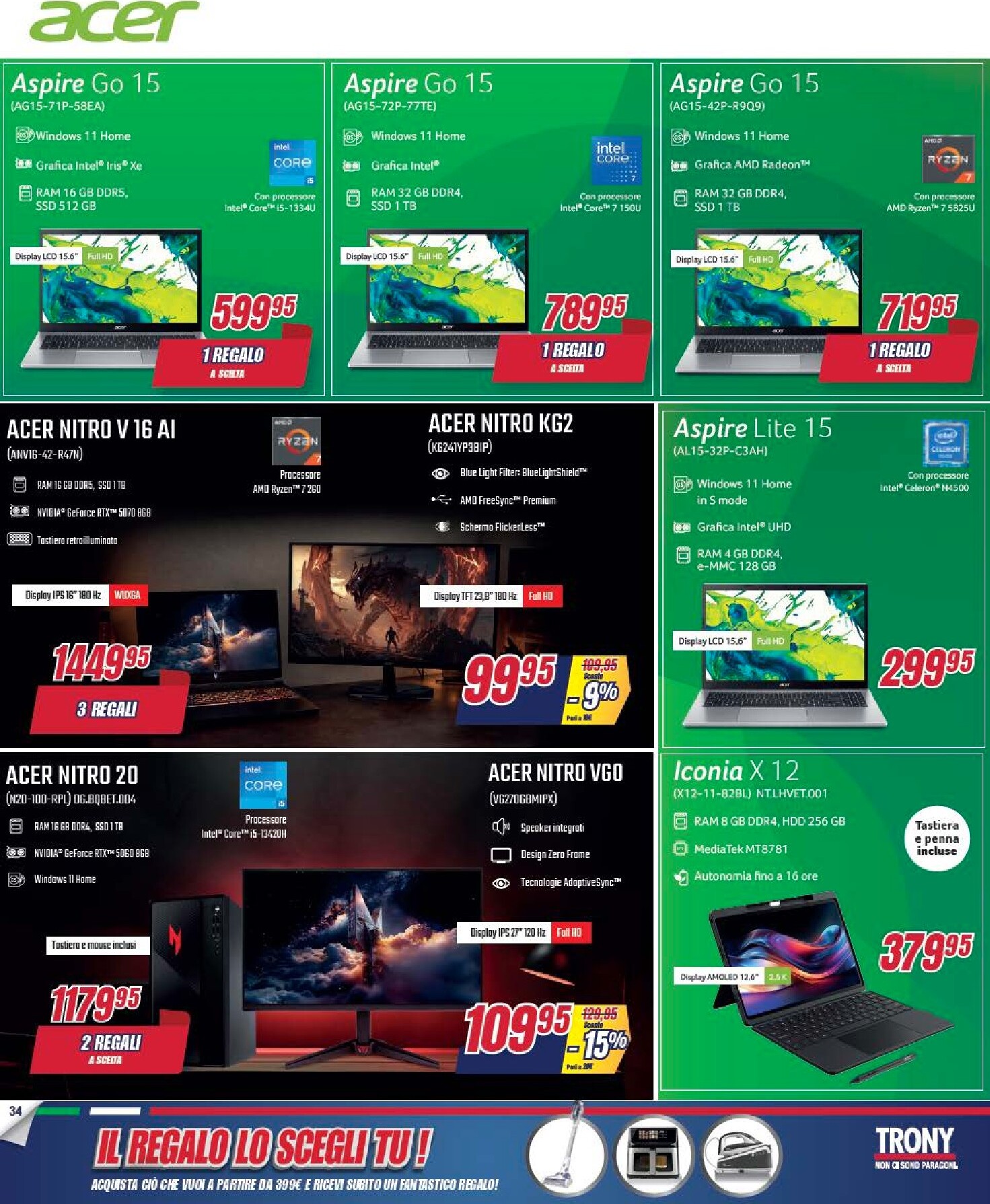 trony - Volantino attuale di Trony - Il Reglo lo Scegli tu valido dal giovedì 09/04/2026 al mercoledì 29/04/2026 - page: 34