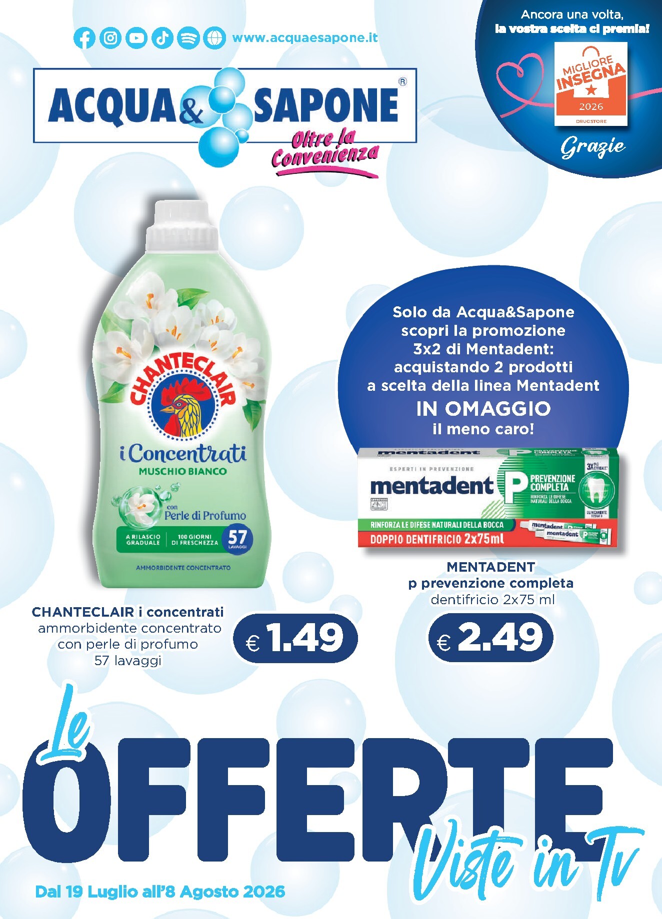 acqua-e-sapone - Volantino attuale di Acqua e Sapone valido dal domenica 19/07/2026 al sabato 08/08/2026 - page: 1