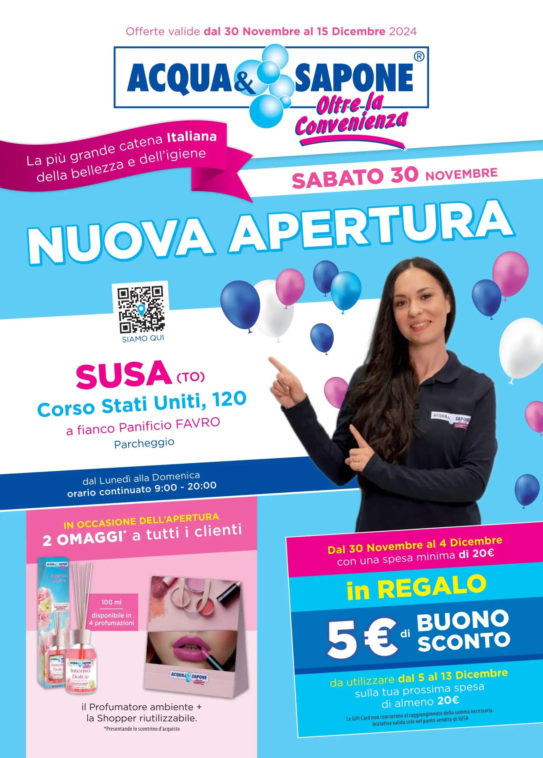 acqua-e-sapone - Volantino Acqua e Sapone - Nuova apertura Susa valido dal 30/11 al 15/12