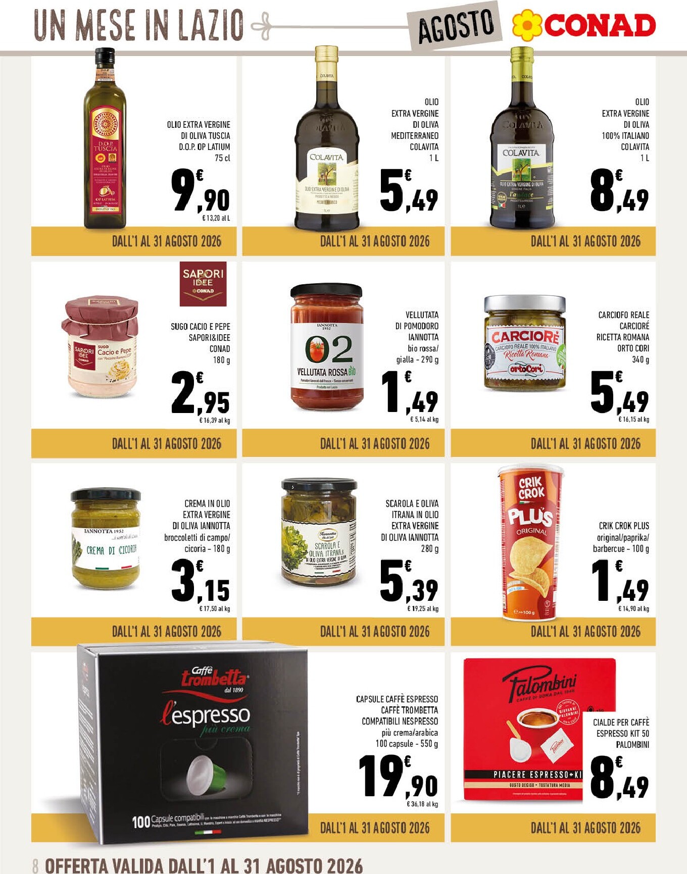 conad - Volantino attuale di Conad - Un Mese in Lazio a Tavola valido dal sabato 01/08/2026 al lunedì 31/08/2026 - page: 8