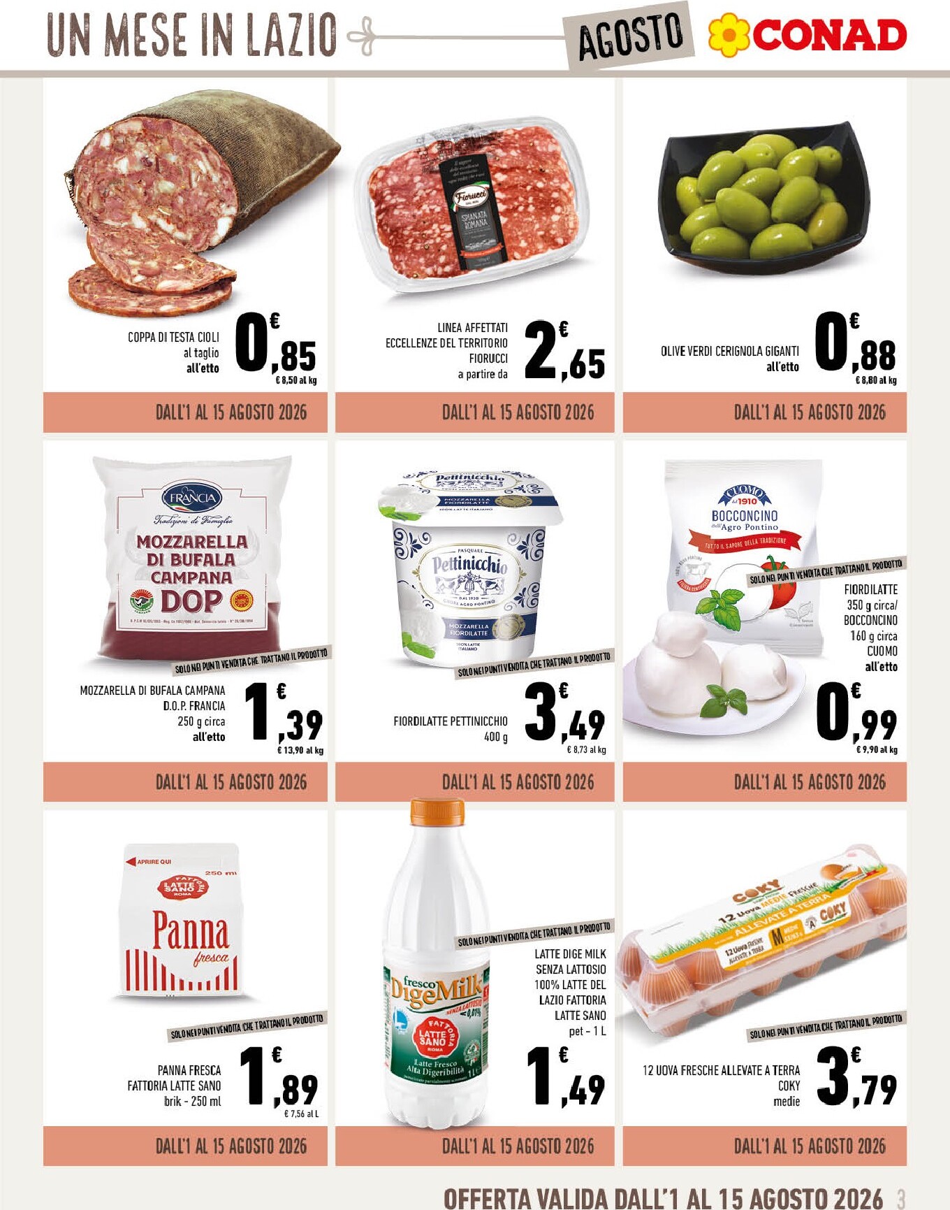 conad - Volantino attuale di Conad - Un Mese in Lazio a Tavola valido dal sabato 01/08/2026 al lunedì 31/08/2026 - page: 3
