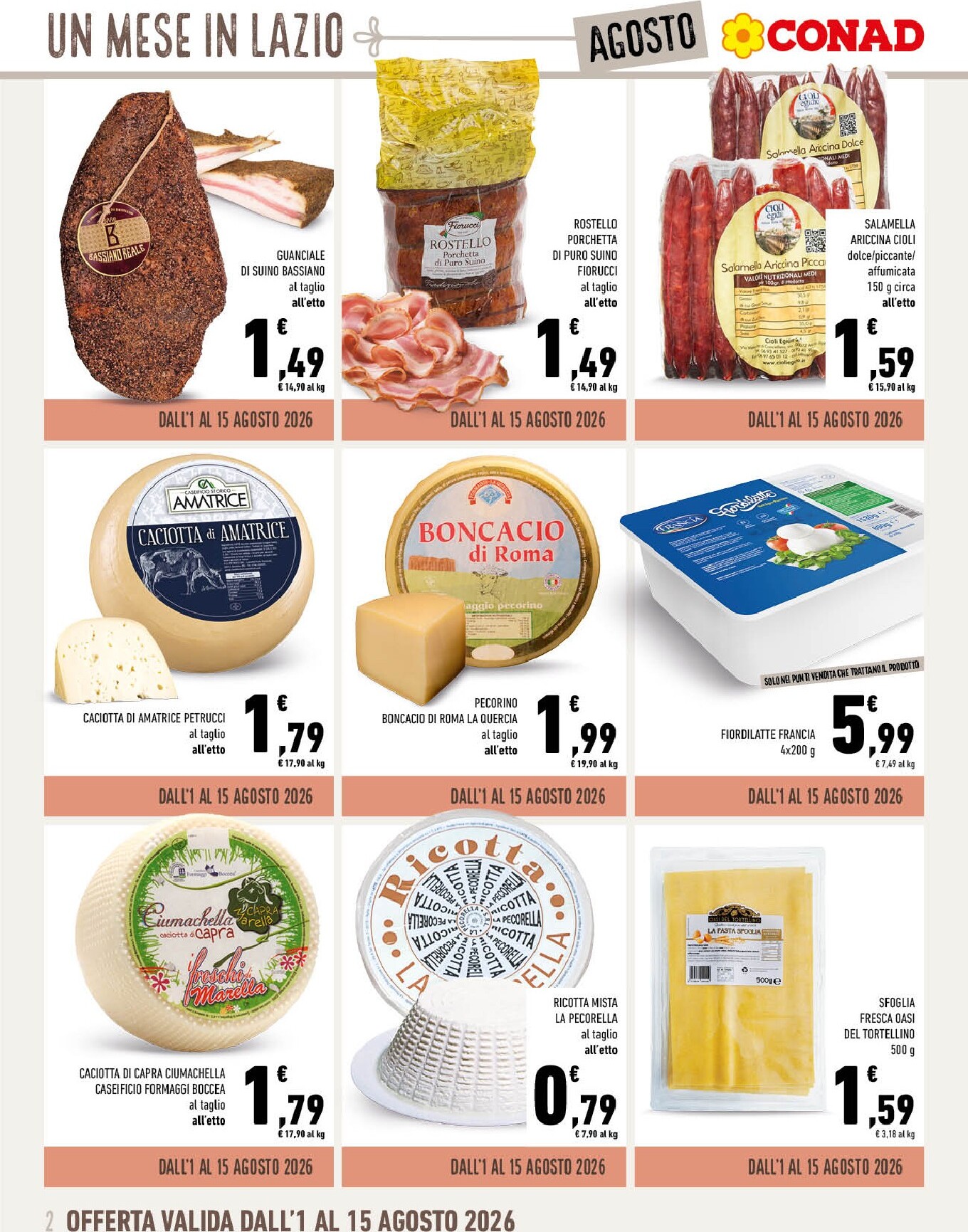 conad - Volantino attuale di Conad - Un Mese in Lazio a Tavola valido dal sabato 01/08/2026 al lunedì 31/08/2026 - page: 2