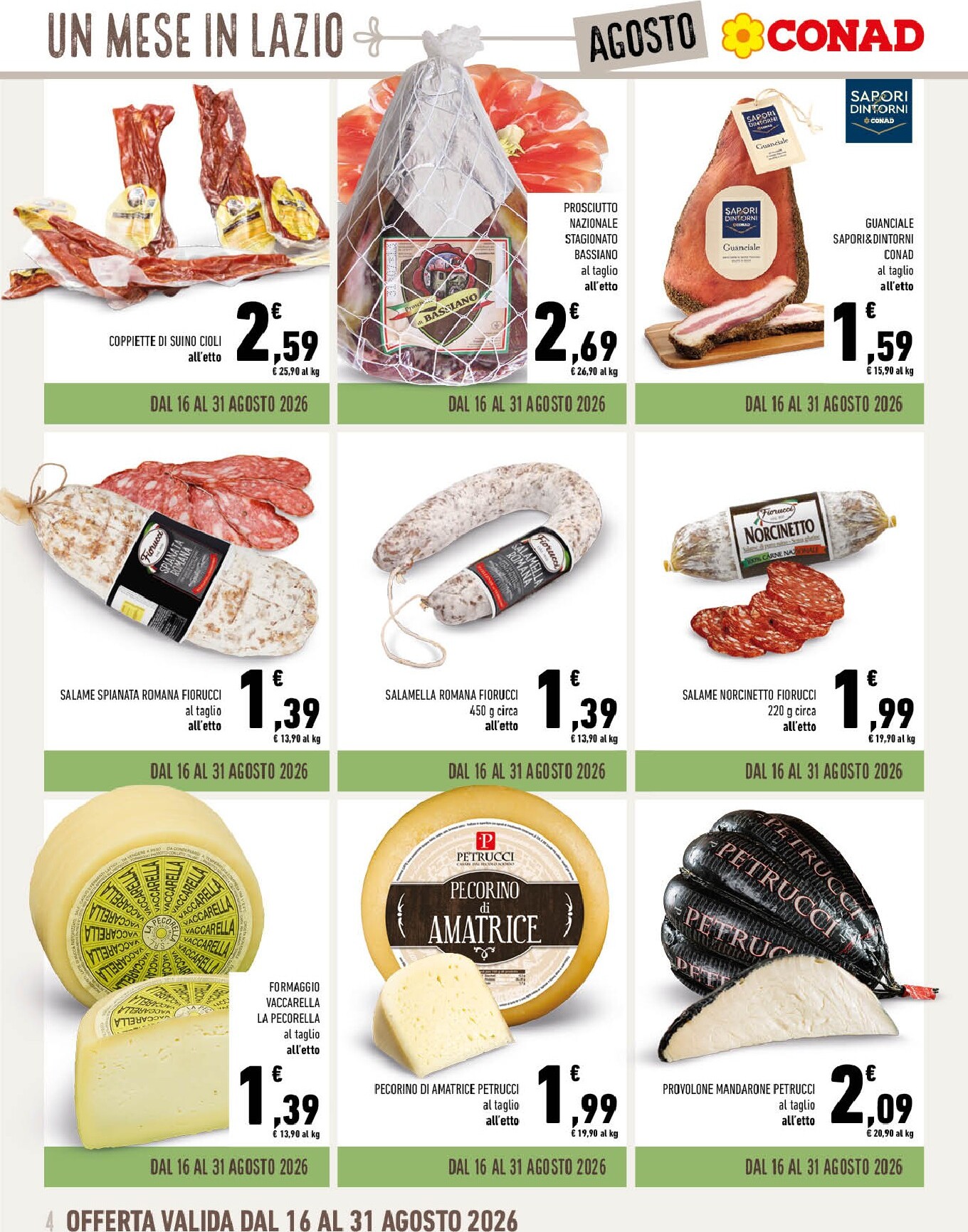 conad - Volantino attuale di Conad - Un Mese in Lazio a Tavola valido dal sabato 01/08/2026 al lunedì 31/08/2026 - page: 4