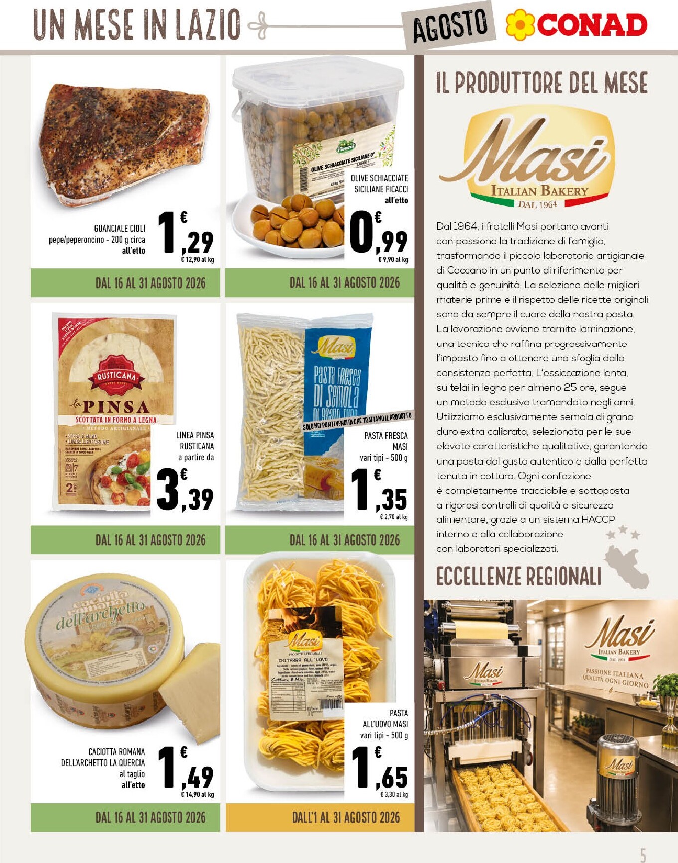 conad - Volantino attuale di Conad - Un Mese in Lazio a Tavola valido dal sabato 01/08/2026 al lunedì 31/08/2026 - page: 5