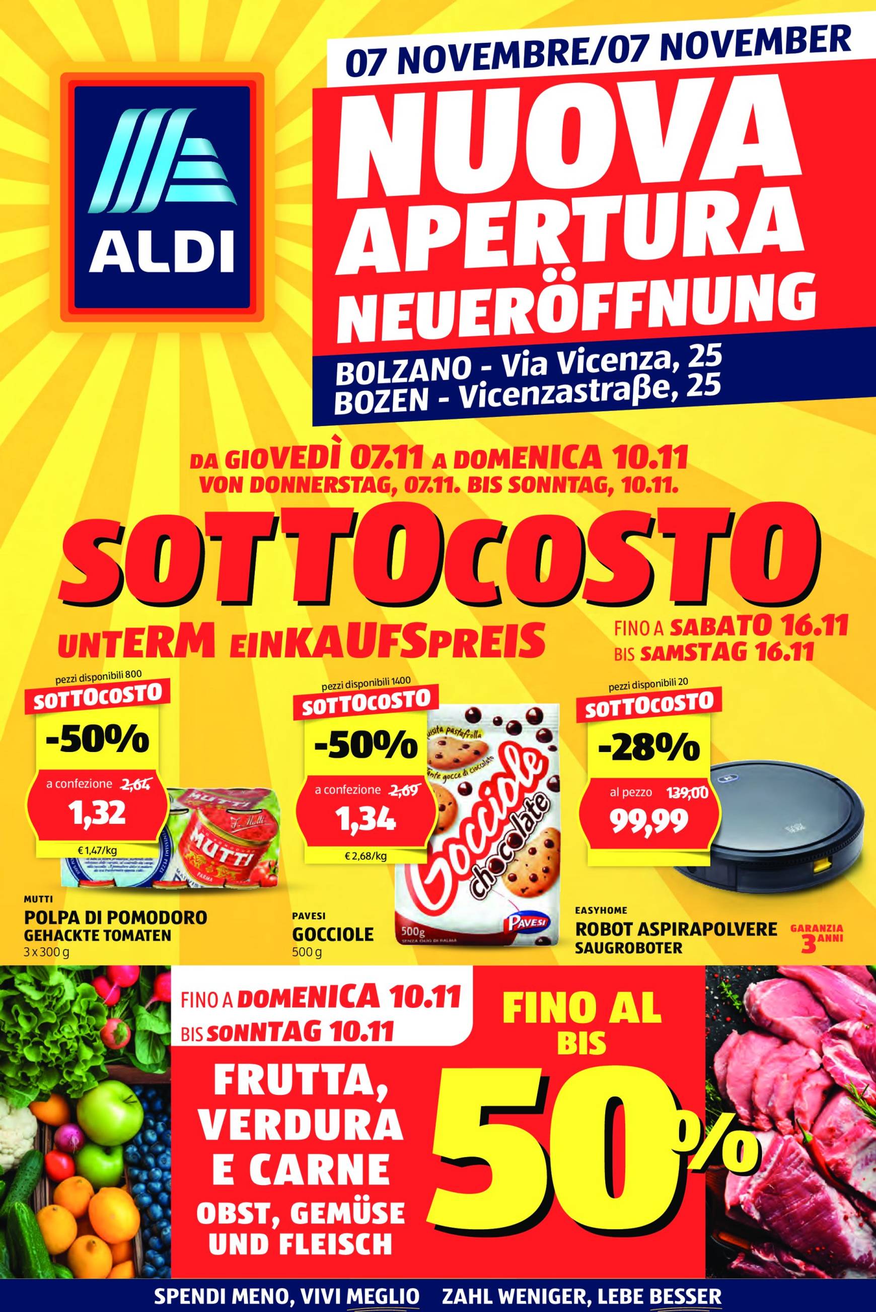 aldi - Volantino ALDI - Offerte nuova apertura Bolzano valido dal 07.11. al 10.11.