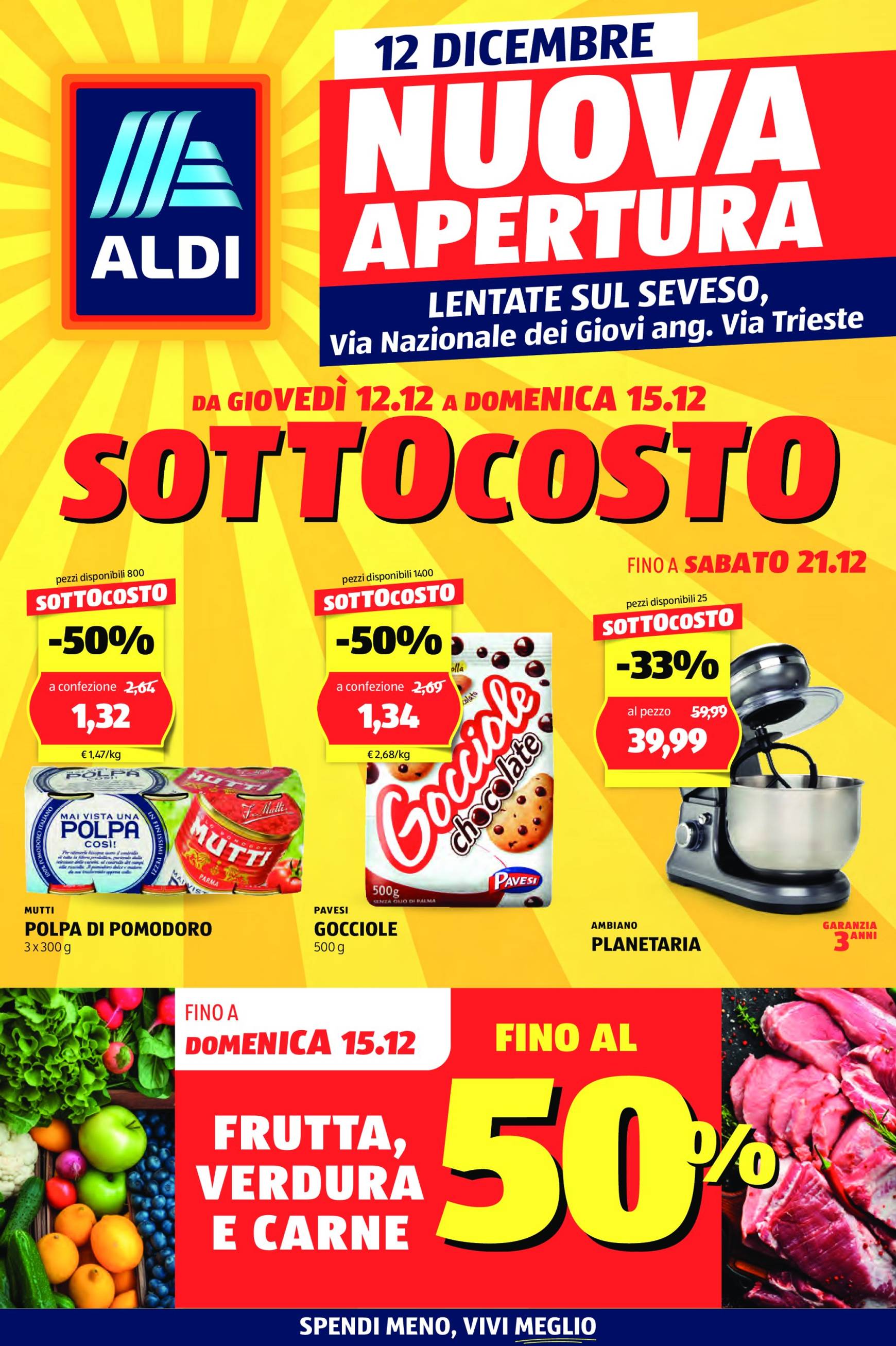 aldi - Volantino ALDI - Nuova apertura Lentate sul Seveso valido dal 12/12 al 15/12