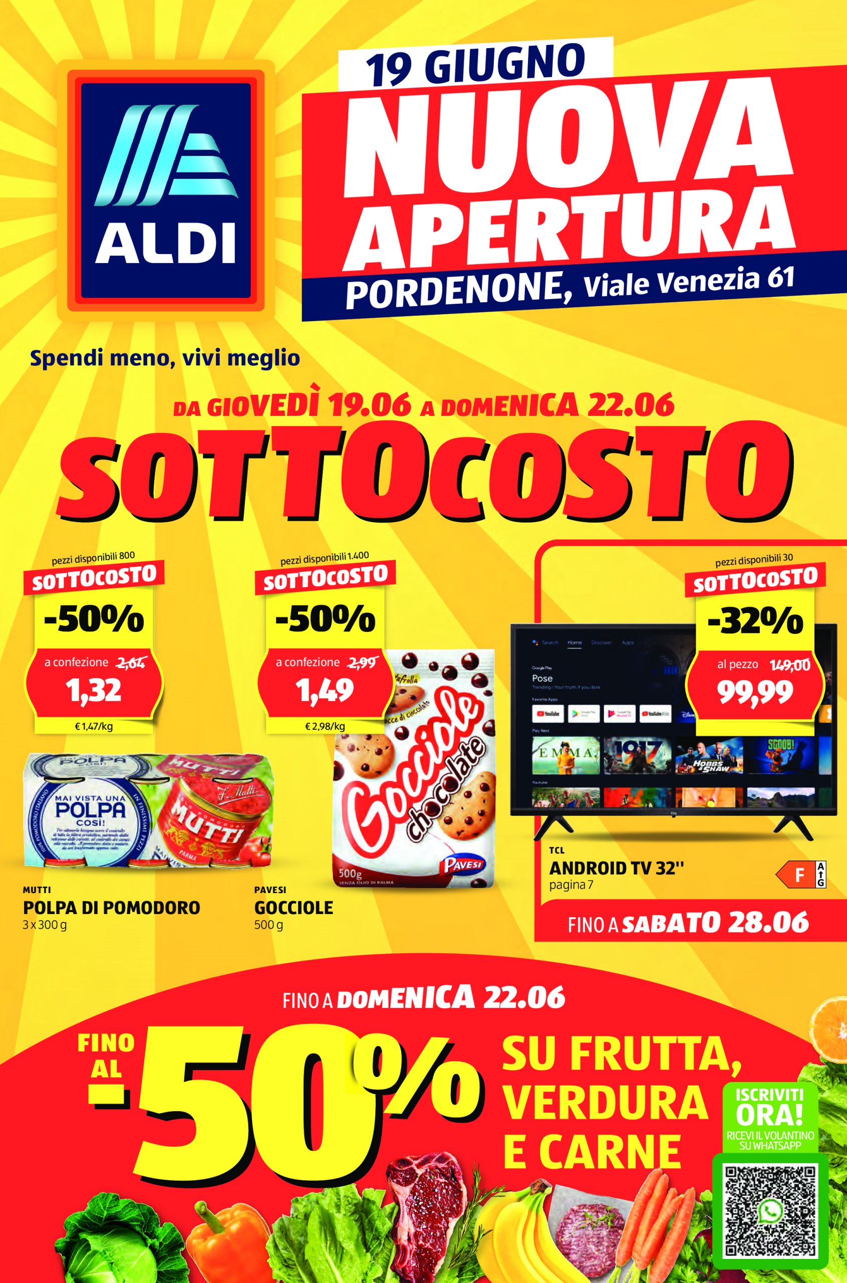 aldi - Volantino ALDI - Offerte nuova apertura Pordenone valido dal 19/06 al 28/06 - page: 1