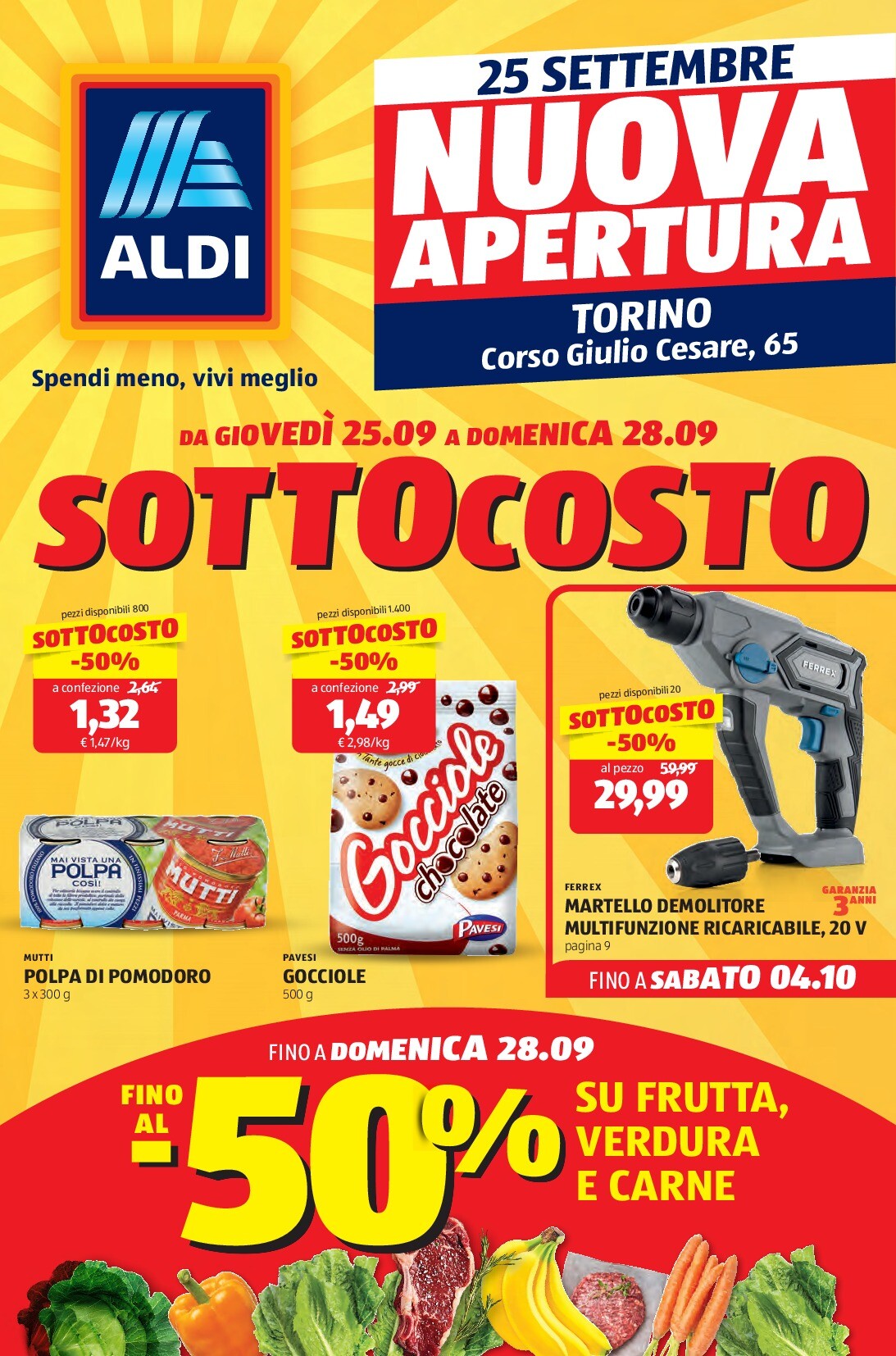 aldi - Volantino ALDI - Nuova Apertura Torino valido dal 25/09 al 04/10