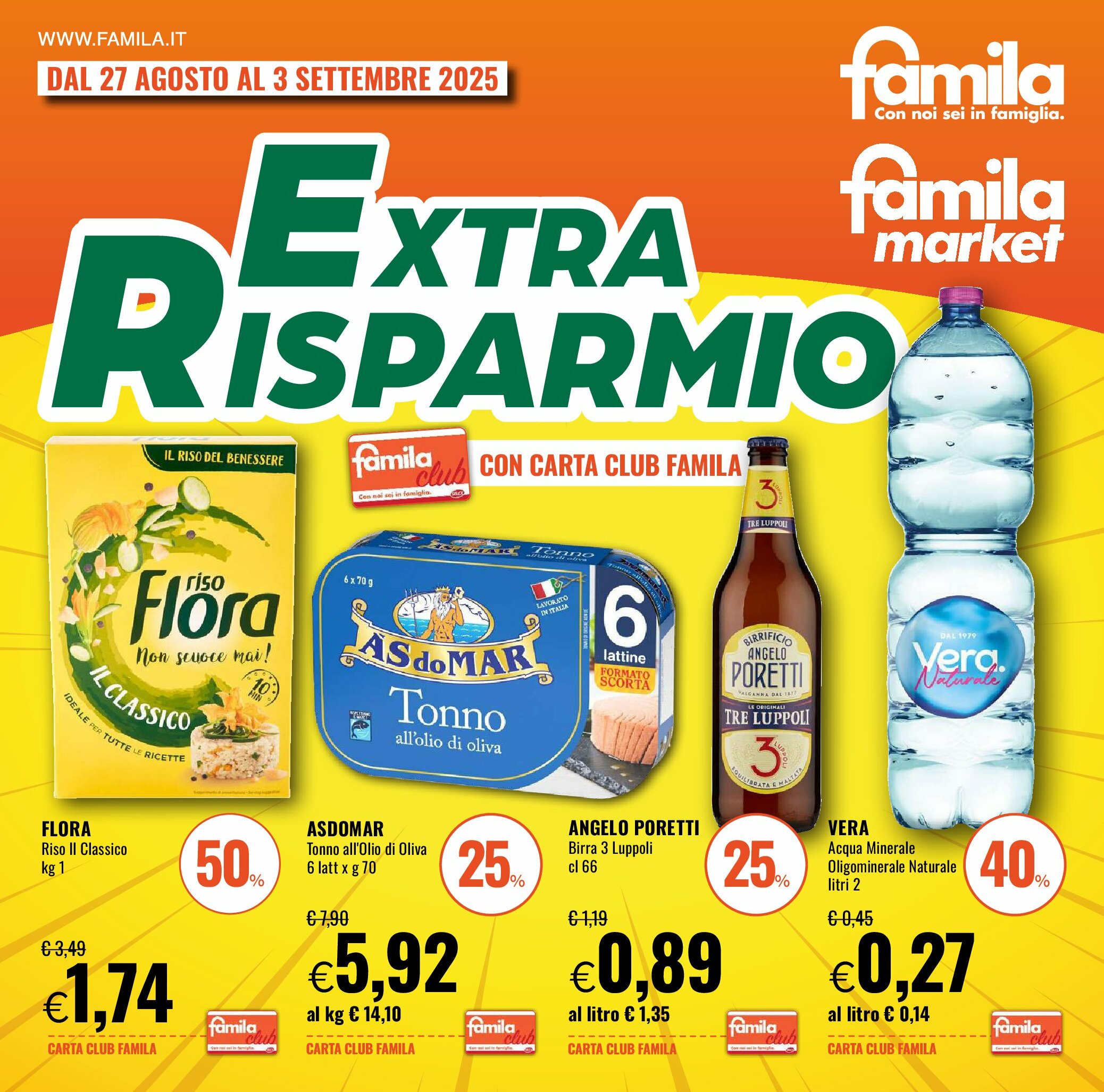 famila - Volantino Famila - Extra Risparmio valido dal 27/08 al 03/09 - page: 1