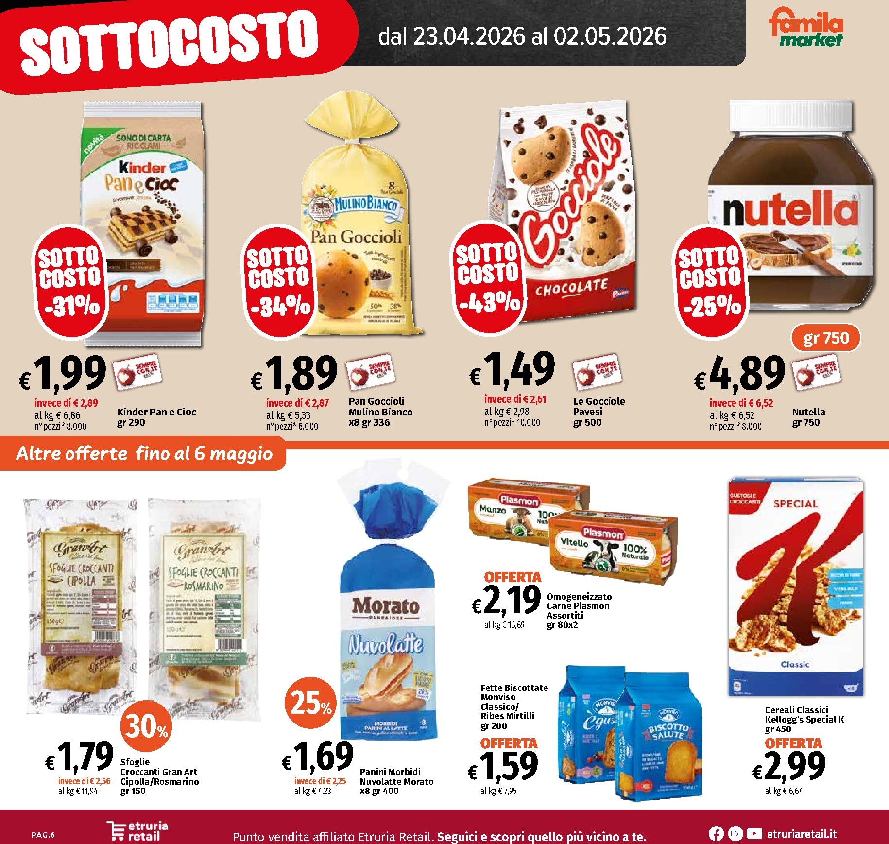 famila - Volantino attuale di Famila market - Sottocosto valido dal giovedì 23/04/2026 al mercoledì 06/05/2026 - page: 6