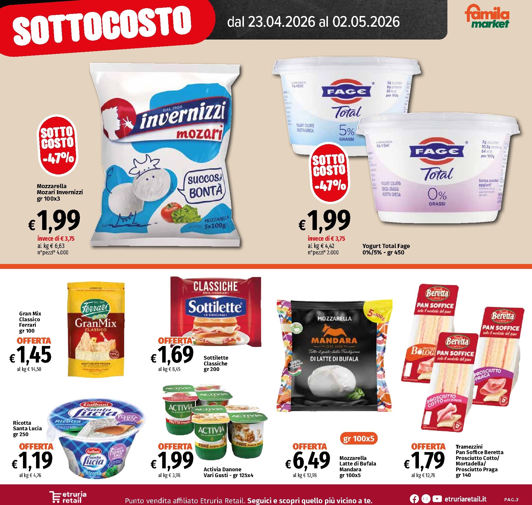 famila - Volantino attuale di Famila market - Sottocosto valido dal giovedì 23/04/2026 al mercoledì 06/05/2026 - page: 3