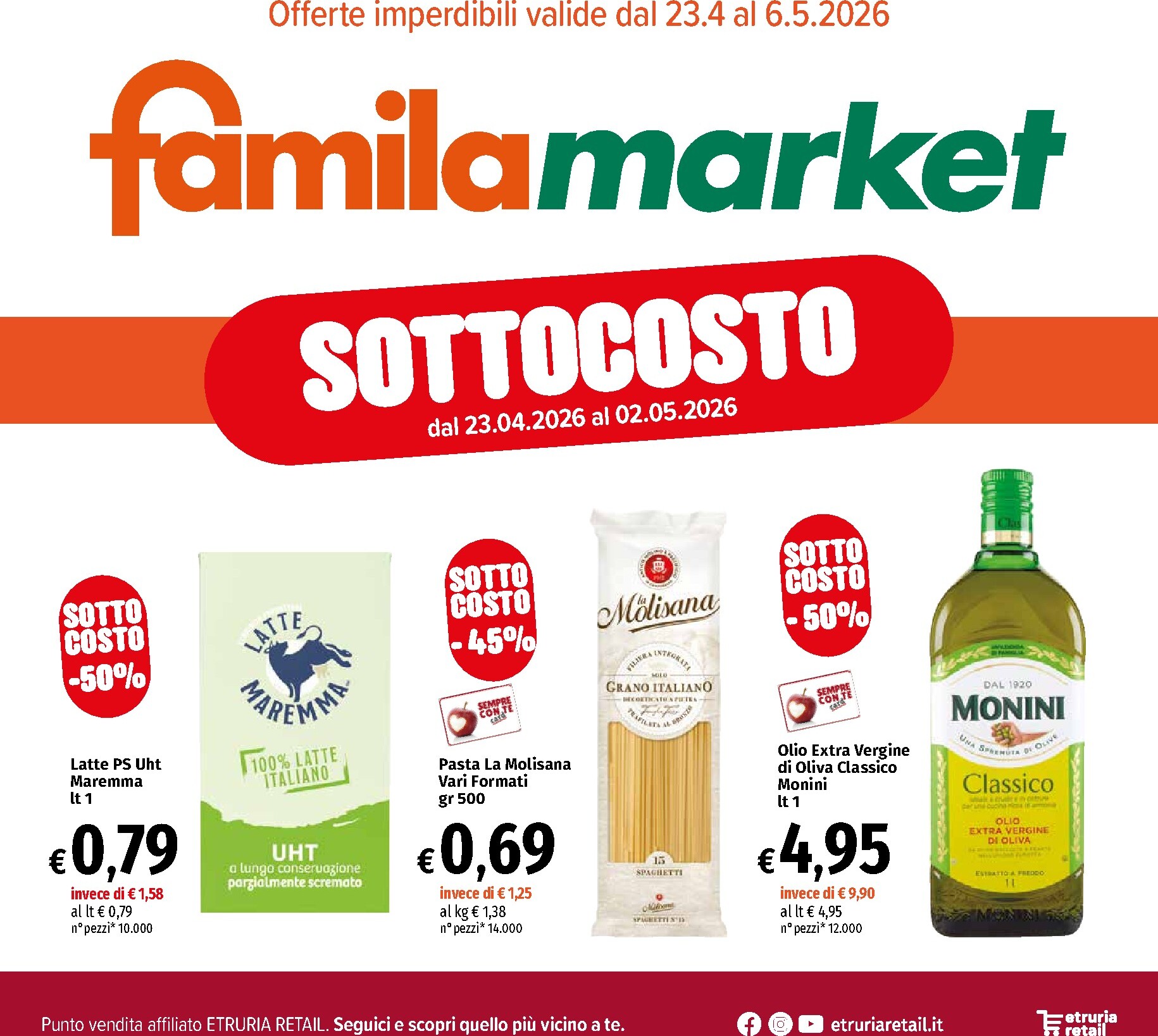 famila - Volantino attuale di Famila market - Sottocosto valido dal giovedì 23/04/2026 al mercoledì 06/05/2026