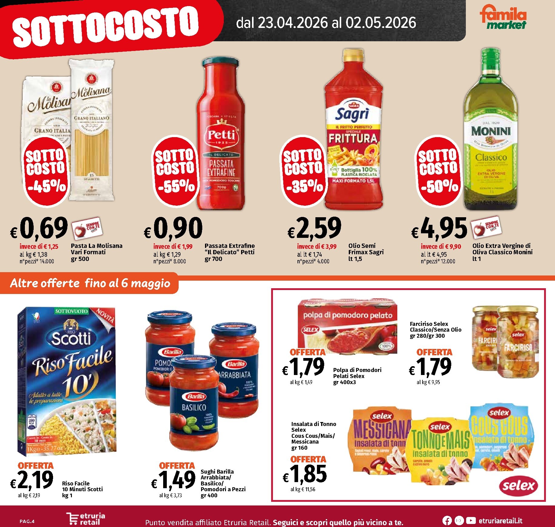 famila - Volantino attuale di Famila market - Sottocosto valido dal giovedì 23/04/2026 al mercoledì 06/05/2026 - page: 4