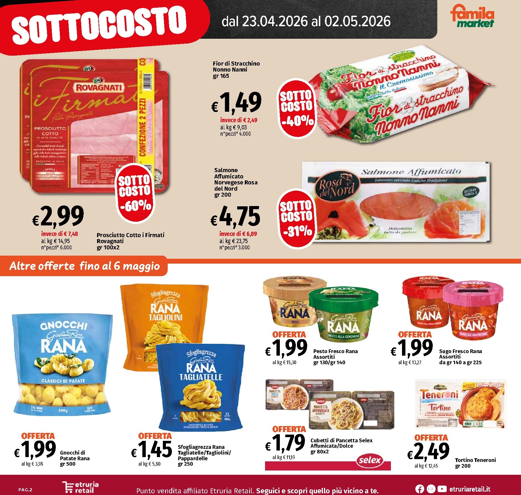 famila - Volantino attuale di Famila market - Sottocosto valido dal giovedì 23/04/2026 al mercoledì 06/05/2026 - page: 2