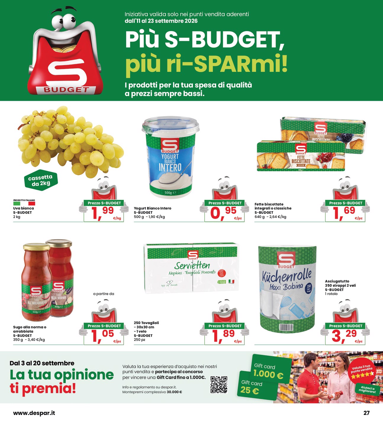 interspar - Volantino attuale di INTERSPAR valido dal venerdì 11/09/2026 al domenica 20/09/2026 - page: 27