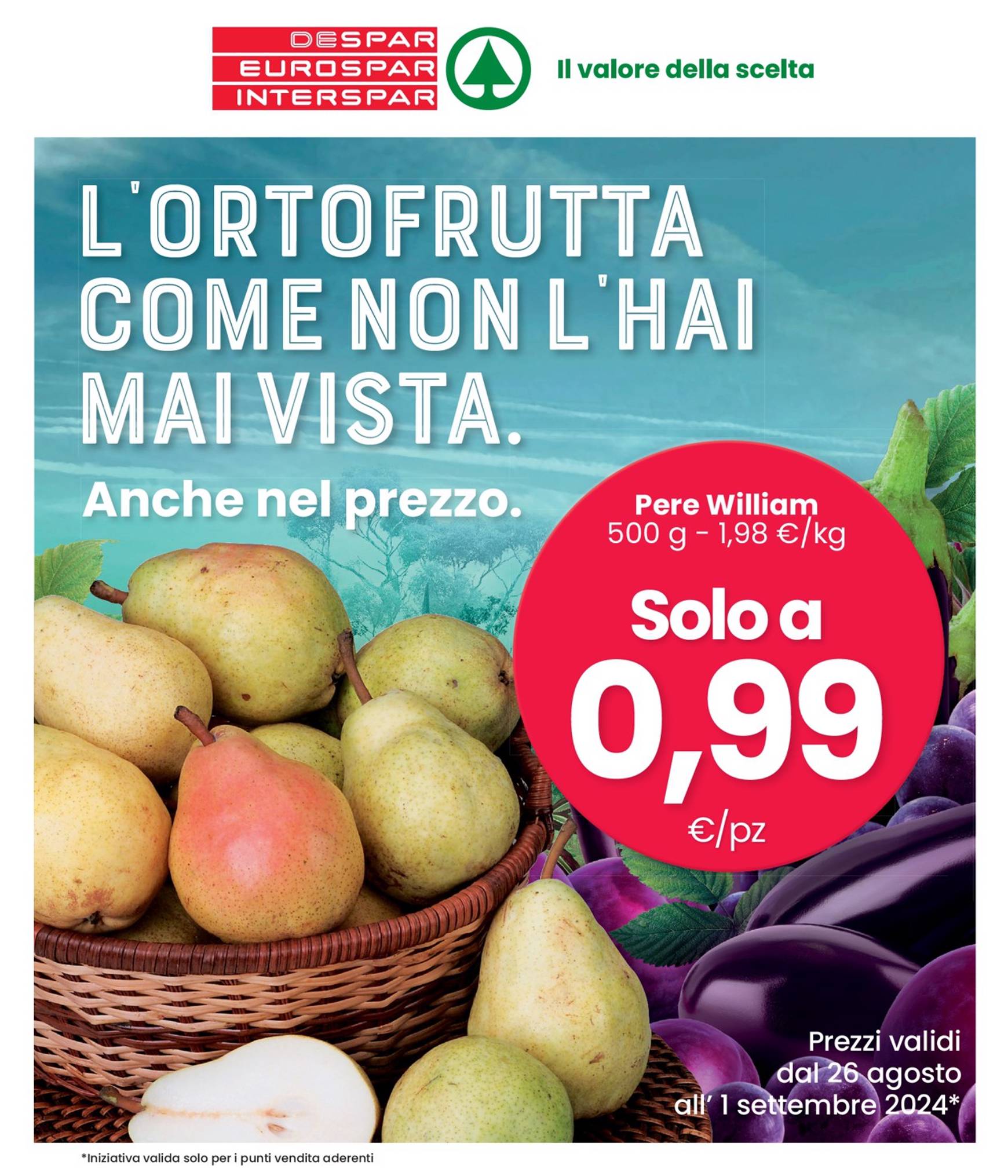 interspar - Nuovo volantino INTERSPAR - L'ortofrutta Come Noh L'hai Mai Vista 26.08. - 01.09. - page: 1