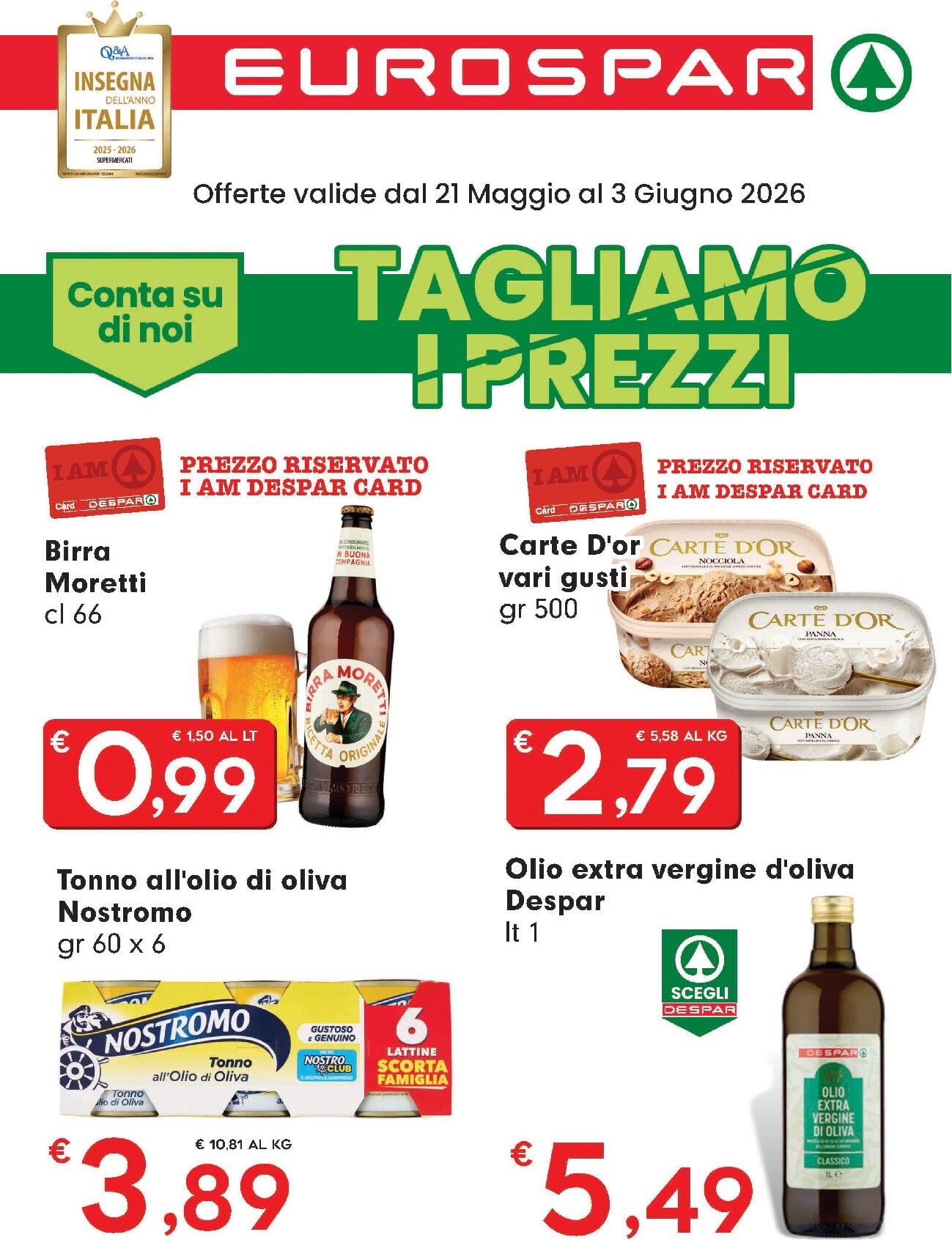 eurospar - Volantino futuro Eurospar valido dal giovedì 21/05/2026 al mercoledì 03/06/2026 - page: 1