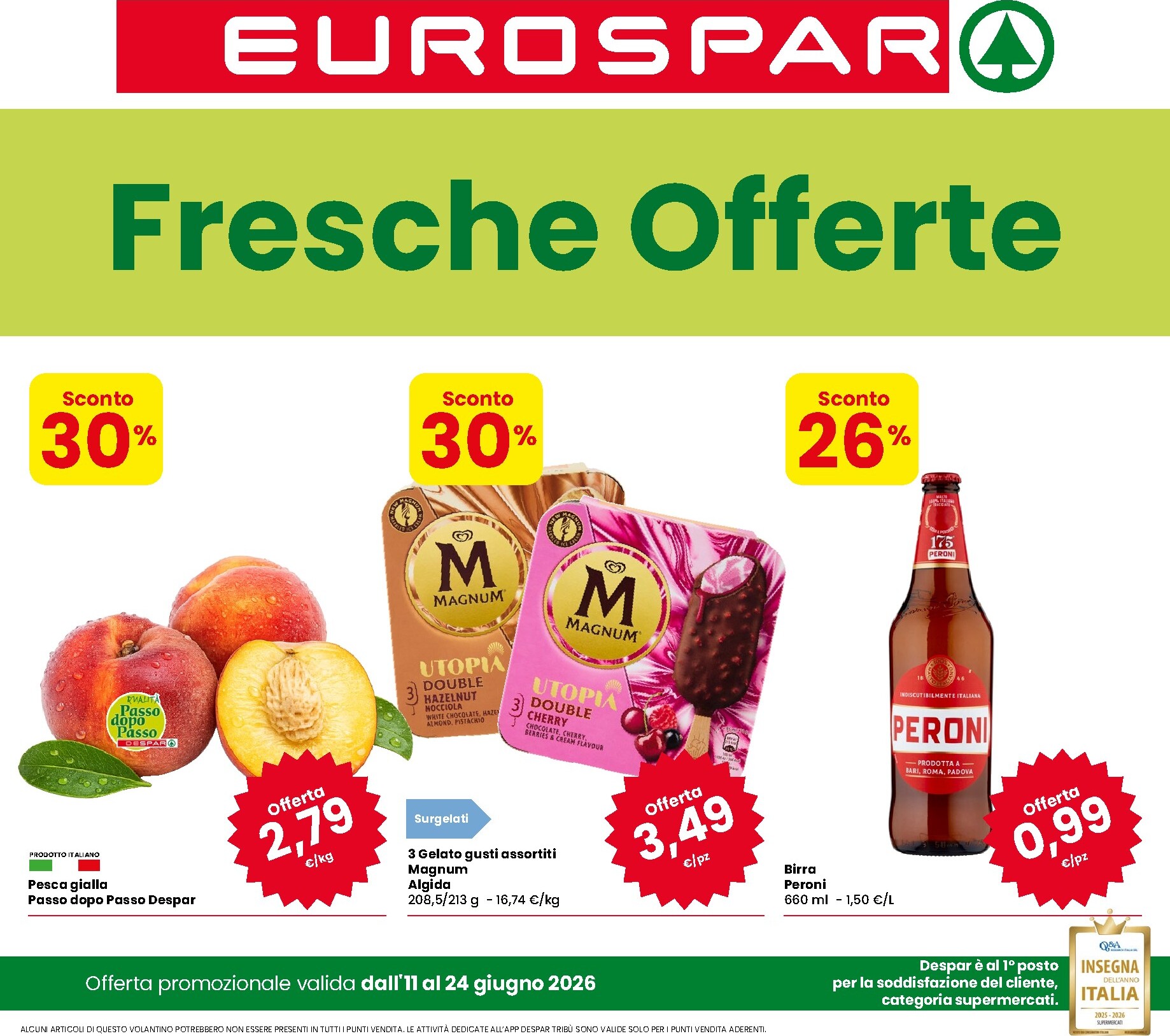 eurospar - Volantino attuale di Eurospar valido dal giovedì 11/06/2026 al mercoledì 24/06/2026 - page: 1