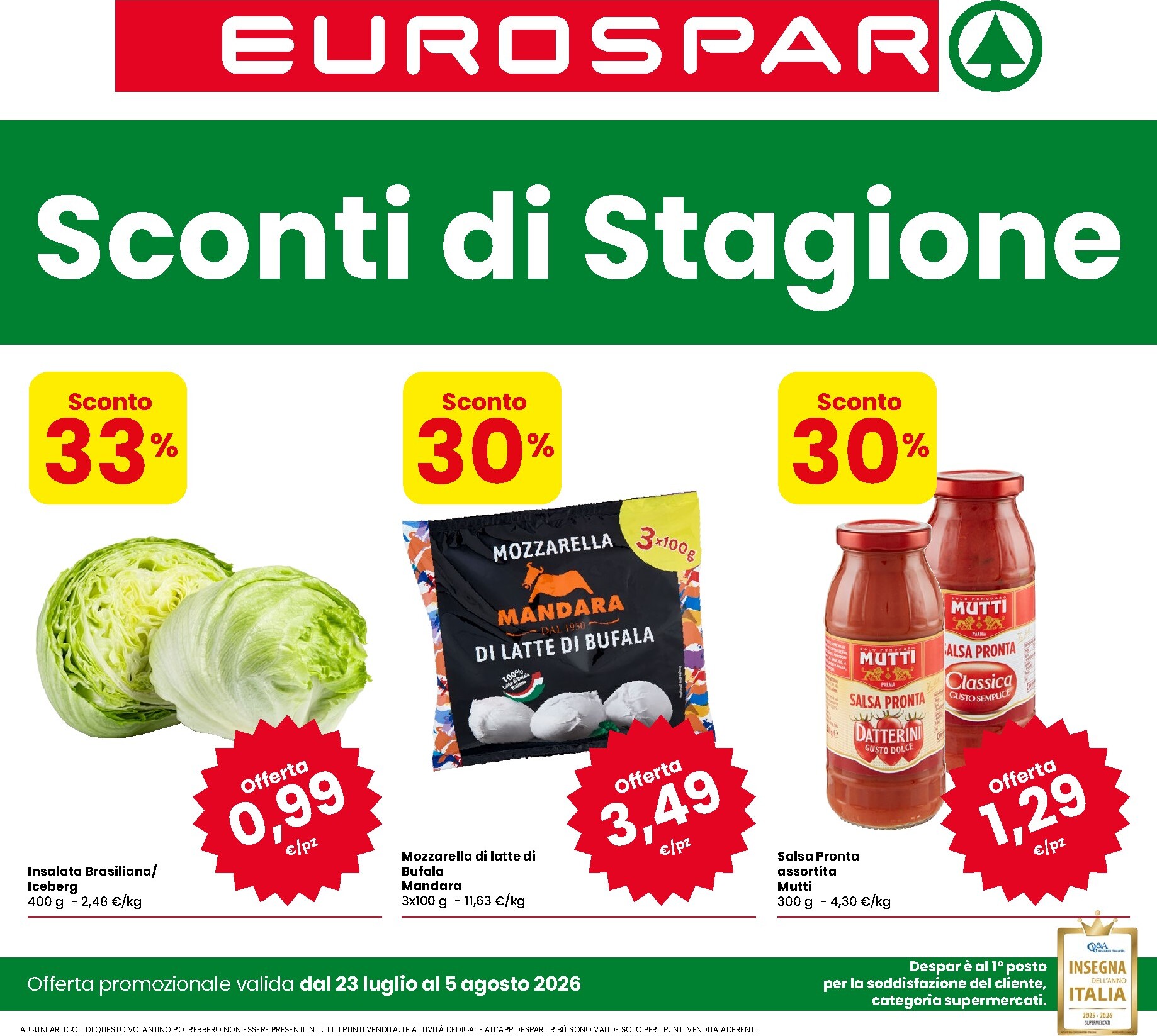 eurospar - Volantino attuale di Eurospar valido dal giovedì 23/07/2026 al mercoledì 05/08/2026