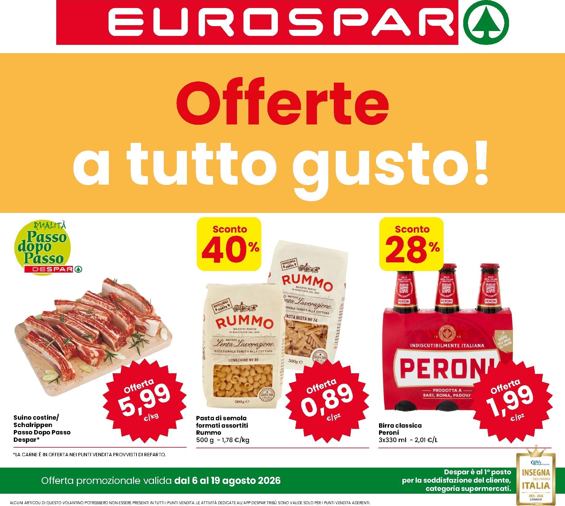 eurospar - Volantino attuale di Eurospar valido dal giovedì 06/08/2026 al mercoledì 19/08/2026