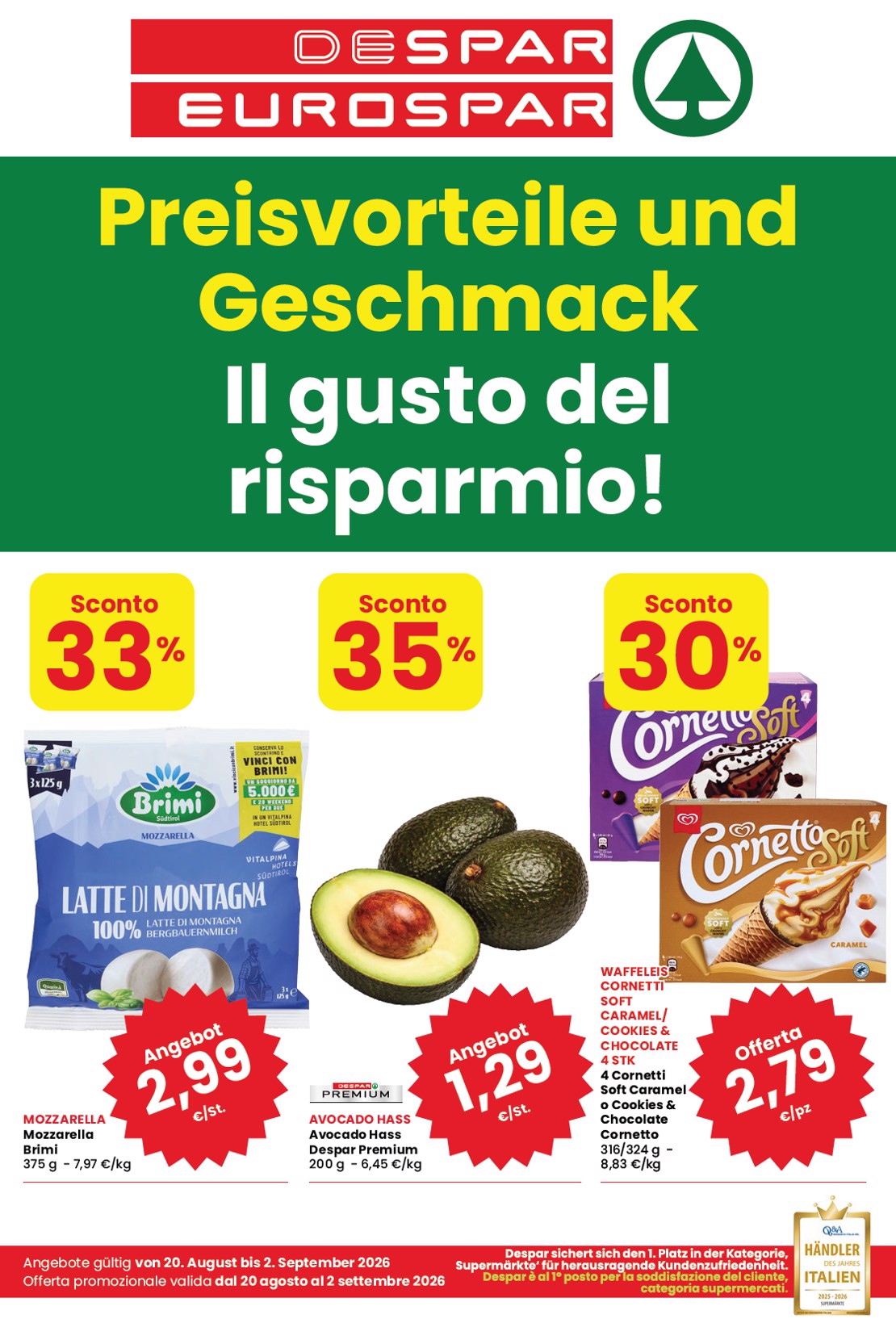 eurospar - Volantino attuale di Eurospar & Despar valido dal giovedì 20/08/2026 al mercoledì 02/09/2026
