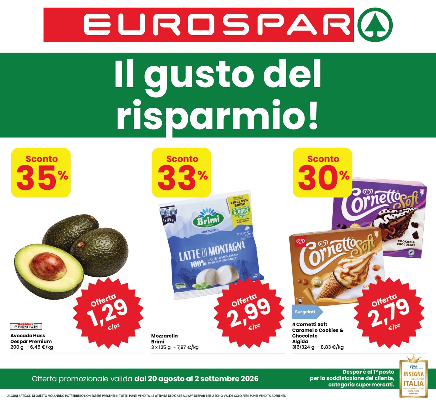 eurospar - Volantino attuale di Eurospar valido dal giovedì 20/08/2026 al mercoledì 02/09/2026