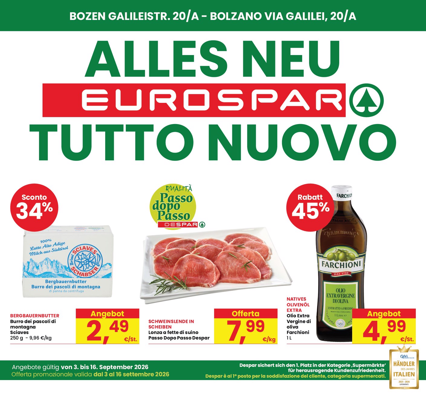 eurospar - Volantino attuale di Eurospar - Bozen, Bolzano valido dal giovedì 03/09/2026 al mercoledì 16/09/2026