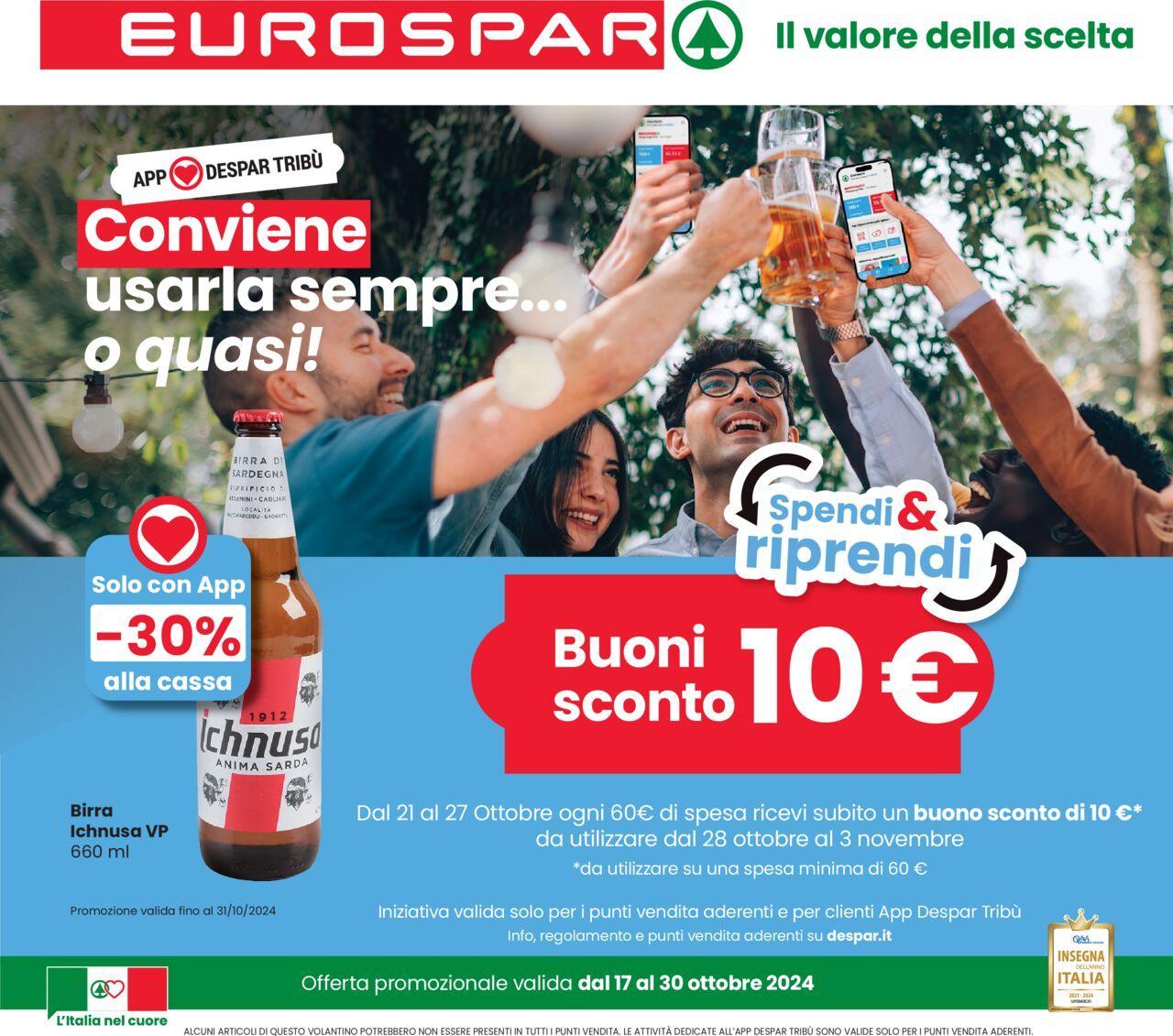 eurospar - Eurospar volantino 17/10/2024 - 30/10/2024