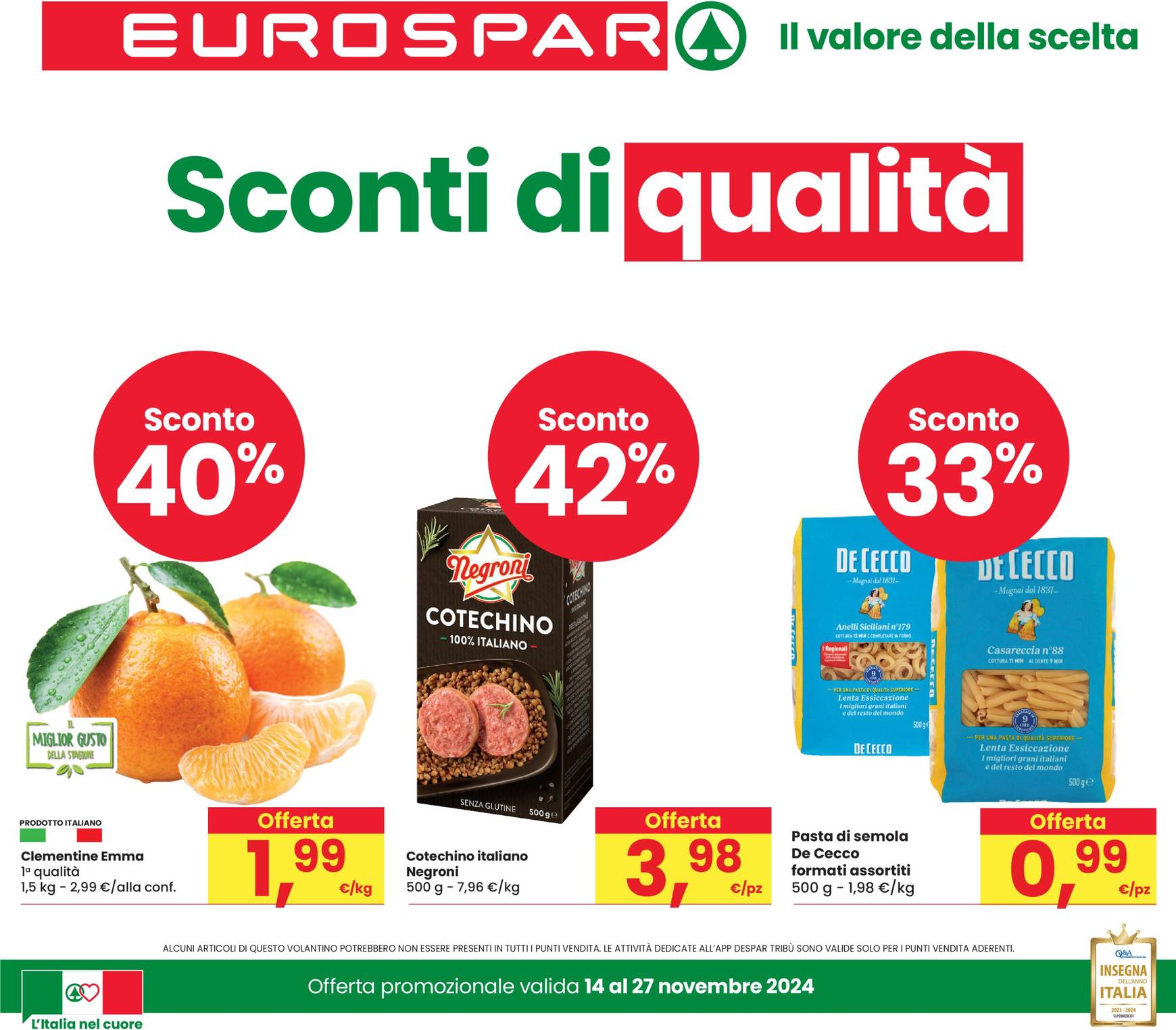 eurospar - Volantino Eurospar valido dal 14.11. al 27.11.