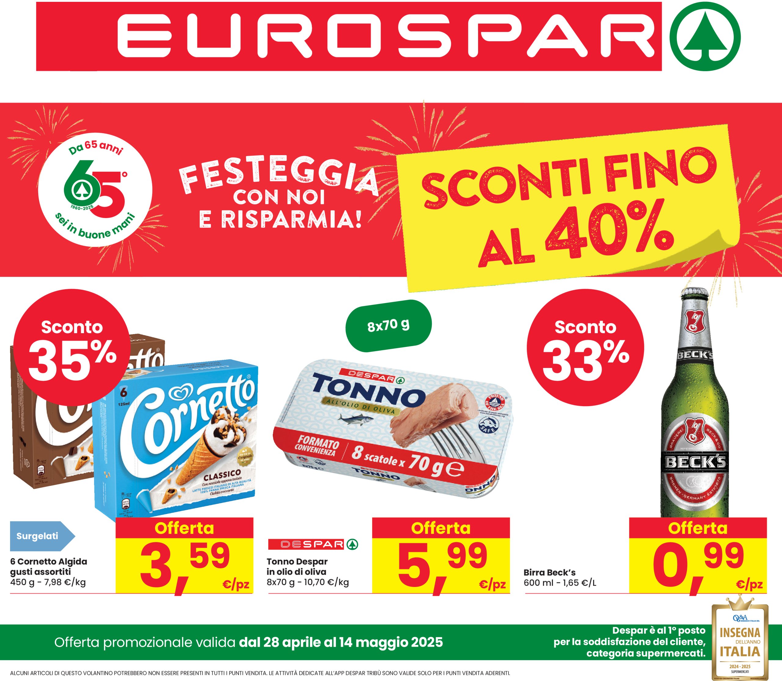 eurospar - Volantino Eurospar valido dal 28/04 al 14/05
