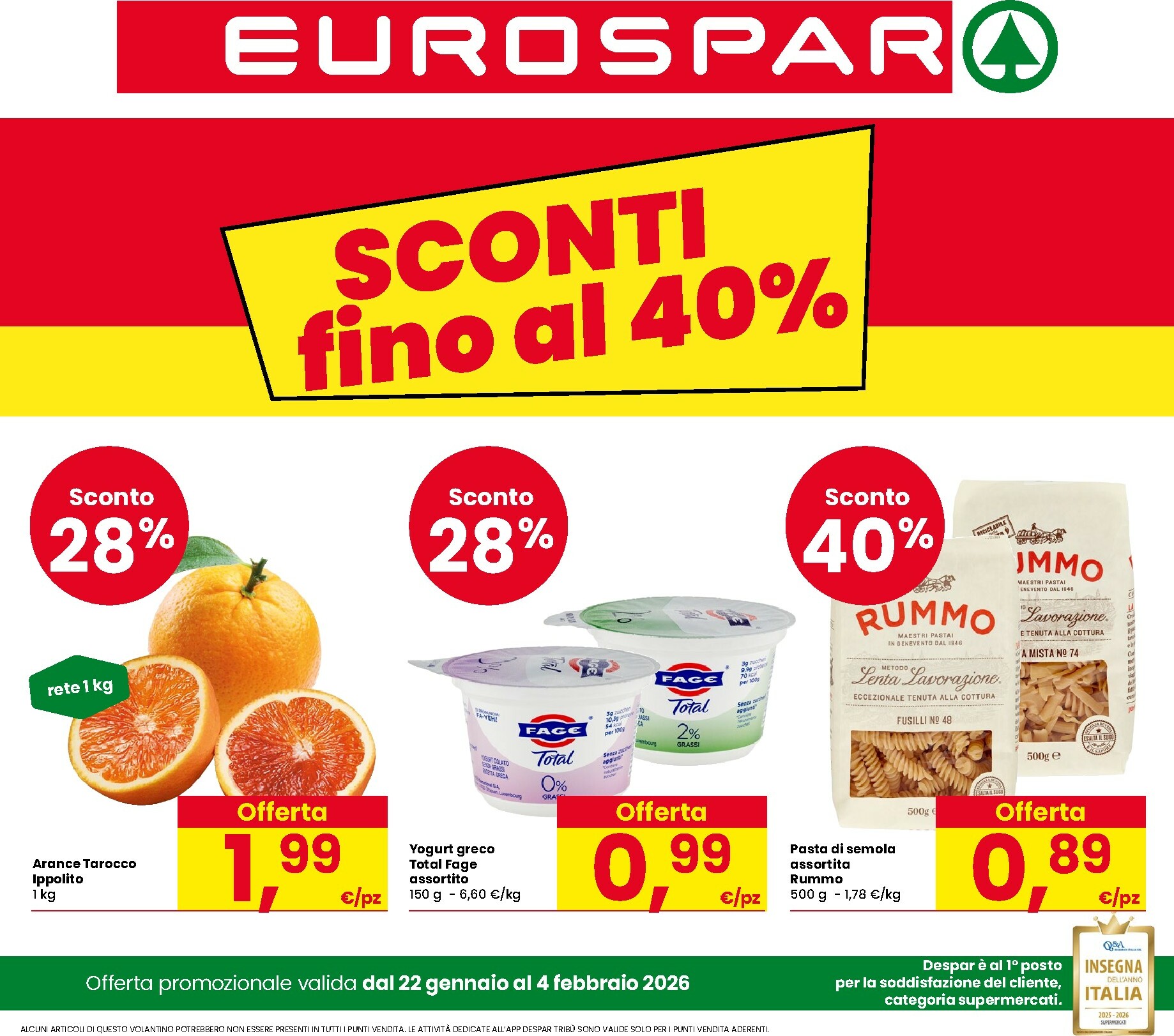 eurospar - Volantino Eurospar valido dal 22/01 al 04/02