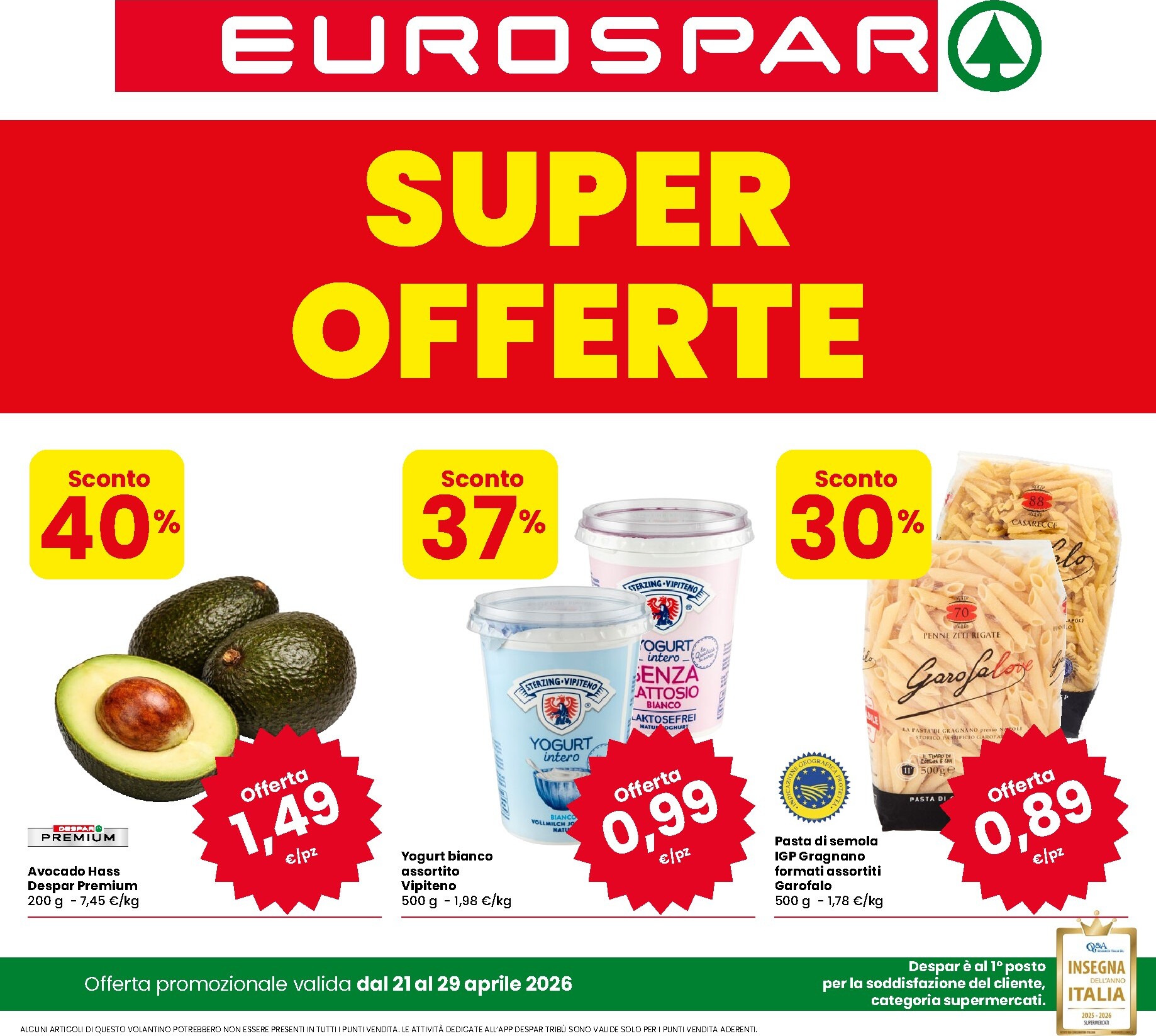 eurospar - Volantino futuro Eurospar valido dal martedì 21/04/2026 al mercoledì 29/04/2026