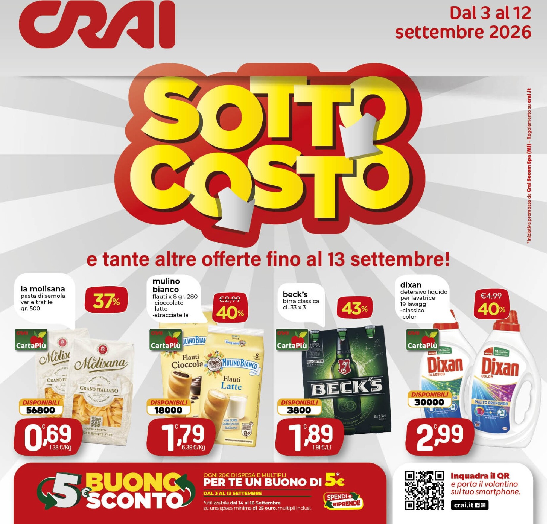 crai - Volantino attuale di Crai - Sottocosto valido dal giovedì 03/09/2026 al sabato 12/09/2026