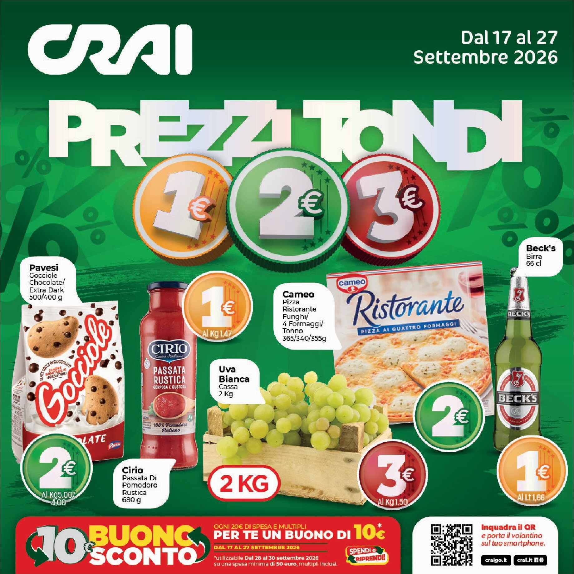 crai - Volantino Crai - prezzi tondi per la prossima settimana dal giovedì 17/09/2026 al domenica 27/09/2026