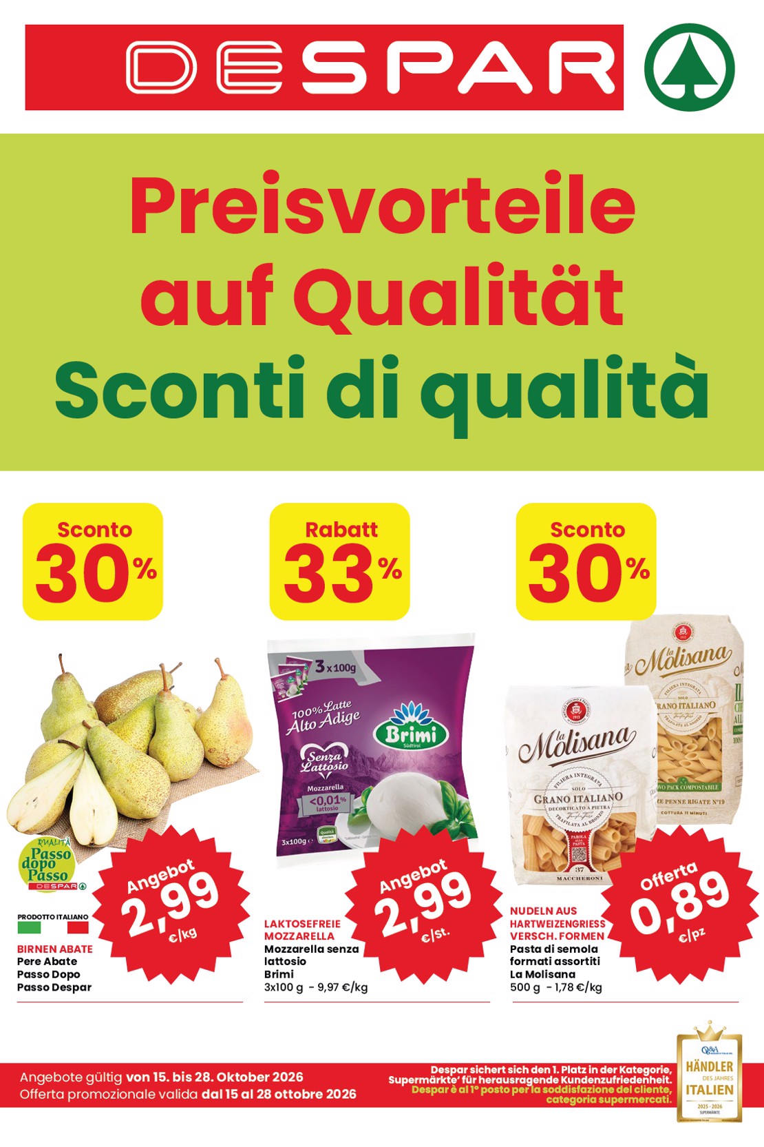 despar - Volantino attuale di Despar valido dal giovedì 15/10/2026 al mercoledì 28/10/2026