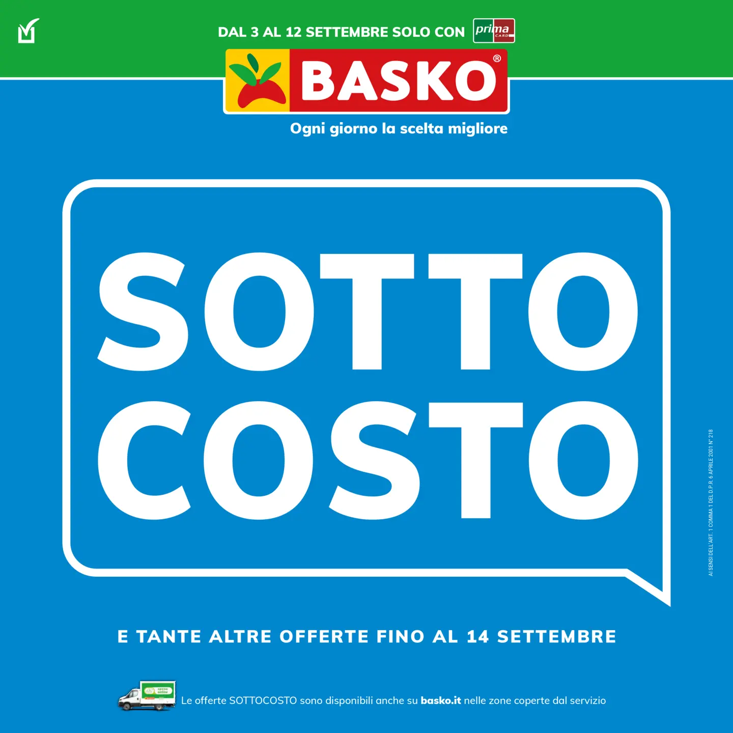 basko - Volantino attuale di Basko - Sottocosto valido dal giovedì 03/09/2026 al sabato 12/09/2026 - page: 1