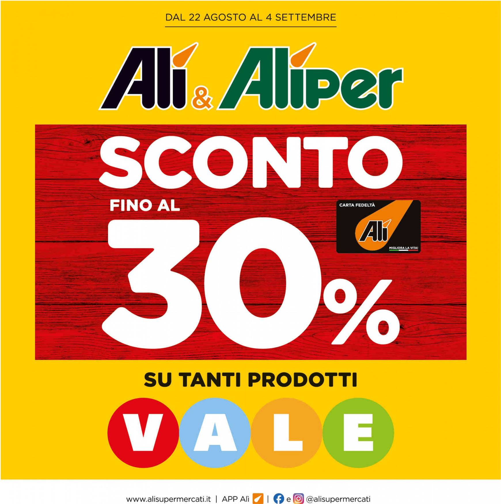 ali-aliper - Nuovo volantino Ali - Aliper - Sconto fino al 30% 22.08. - 04.09. - page: 1