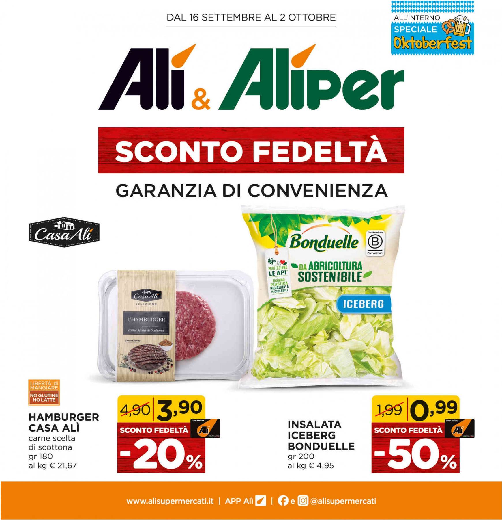 ali-aliper - Nuovo volantino Ali - Aliper - Sconto fedeltà 16.09. - 02.10. - page: 1