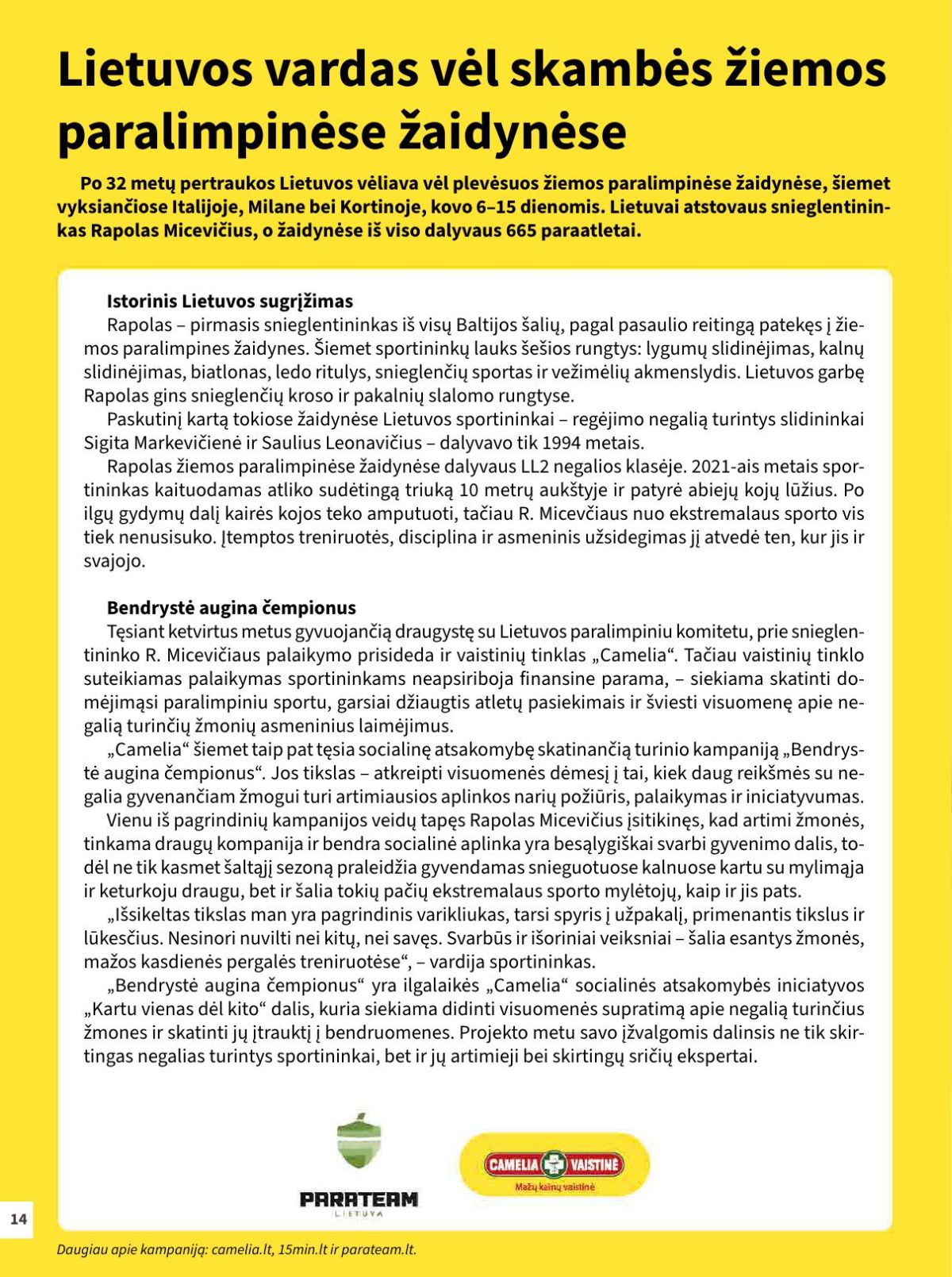 camelia - CAMELIA - Leidinys Nr.3 (2026 03 01 - 2026 03 31) - page: 14
