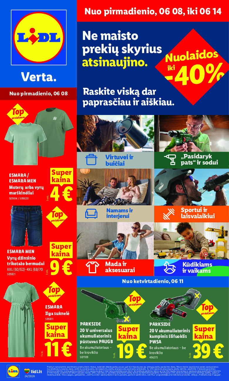 lidl - NE MAISTO PREKIŲ PASIŪLYMAI (2026-06-08 - 2026-06-14)