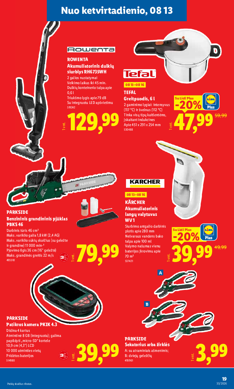 lidl - NE MAISTO PREKIŲ PASIŪLYMAI (2026-08-10 - 2026-08-16) - page: 19