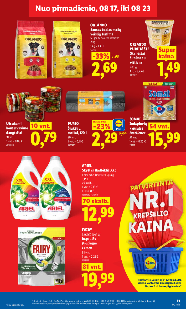 lidl - MAISTO PREKIŲ PASIŪLYMAI (2026-08-17 - 2026-08-23) - page: 13