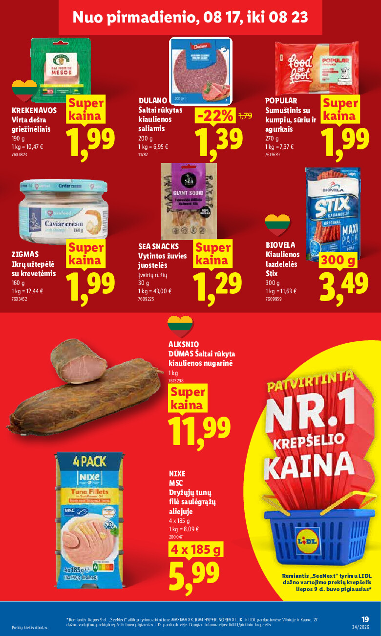 lidl - MAISTO PREKIŲ PASIŪLYMAI (2026-08-17 - 2026-08-23) - page: 19