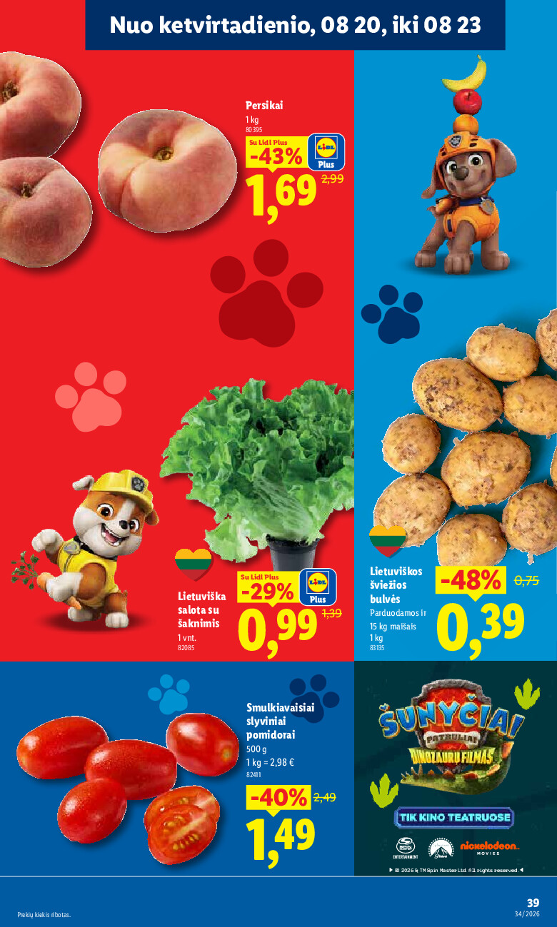 lidl - MAISTO PREKIŲ PASIŪLYMAI (2026-08-17 - 2026-08-23) - page: 39